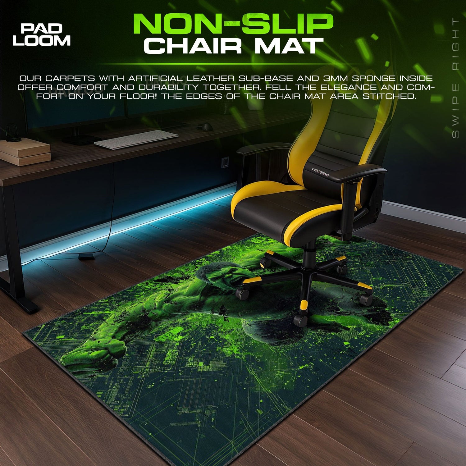 Hulk Smash Mouse Pad - Gamma Rage Gaming Desk Mat Padloom