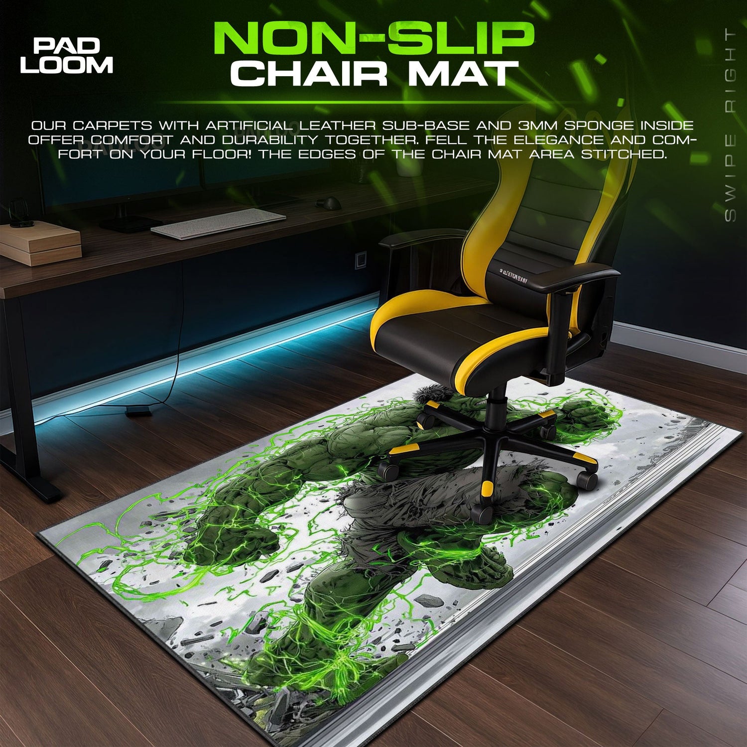 Hulk Smash Mouse Pad - Gamma Power Gaming Desk Mat Padloom