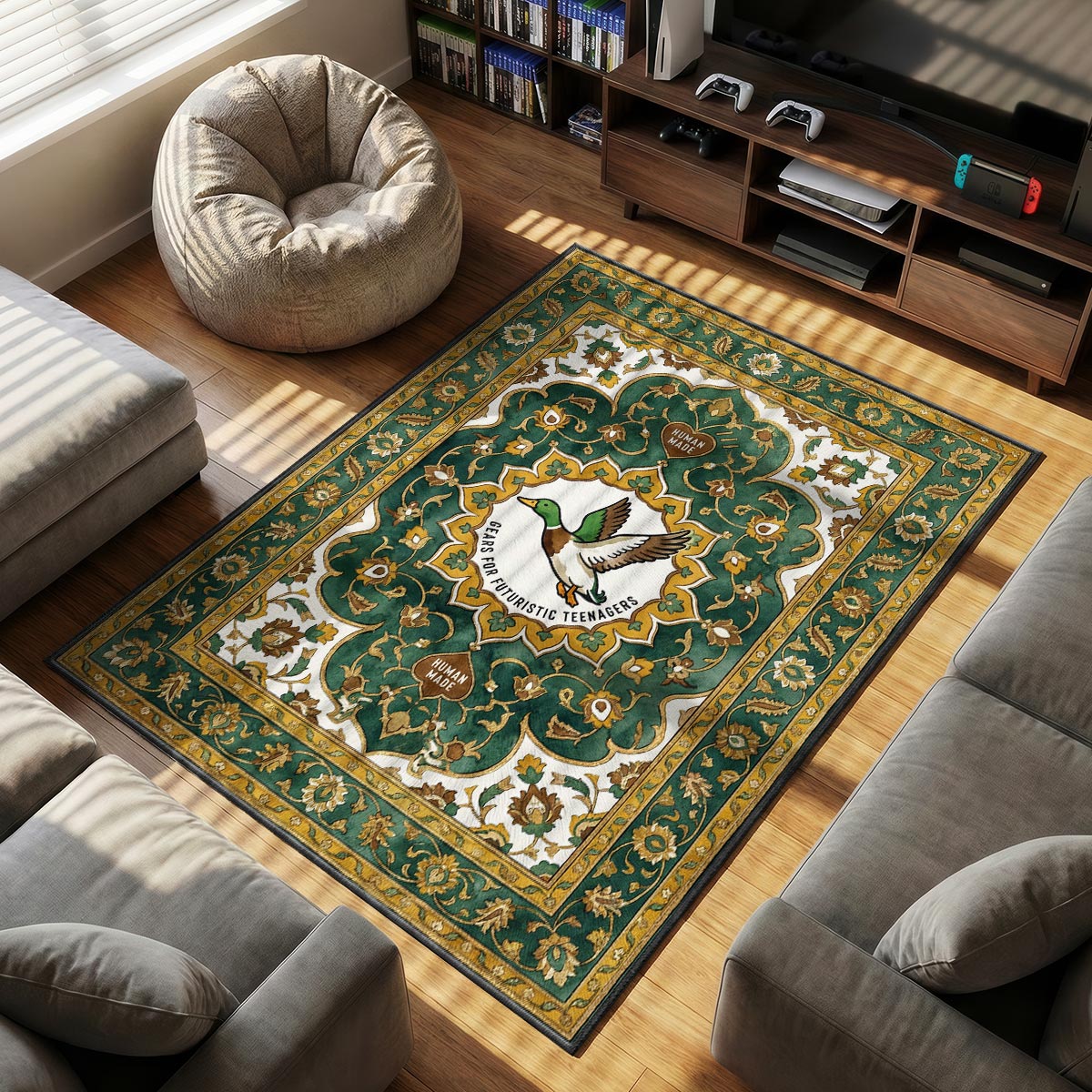 Human Made themed area rug for Vintage fans