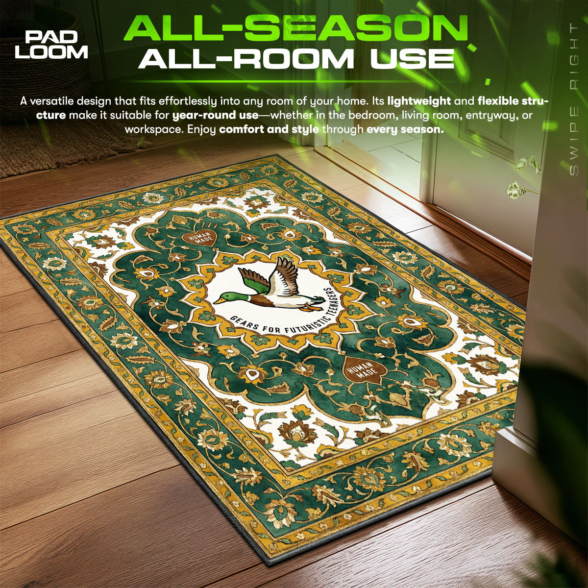 Human Made Duck Mallard Japanese Streetwear Floor fan rug — premium quality print