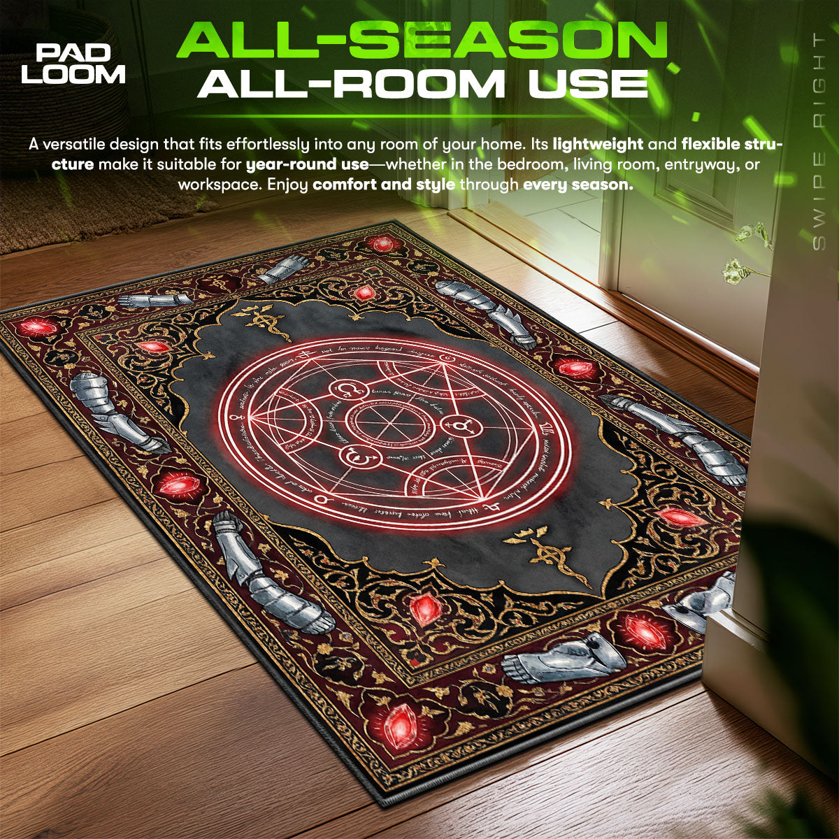 Human Transmutation Alchemy Fullmetal Alchemist Room fan rug — premium quality print