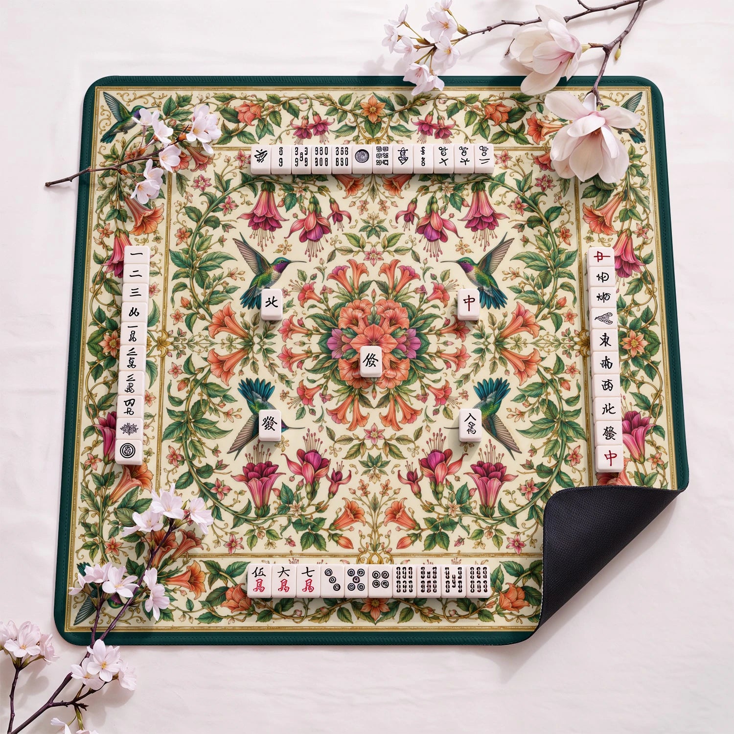 Hummingbird Trellis Mahjong Mat - Mah Jongg Mat