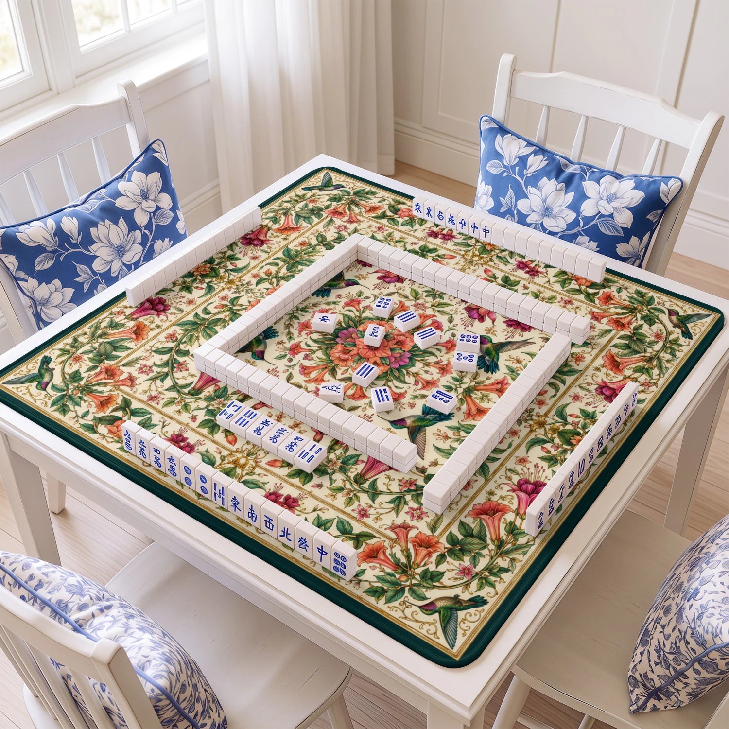 Hummingbird Trellis Mahjong Mat - Mah Jongg Mat