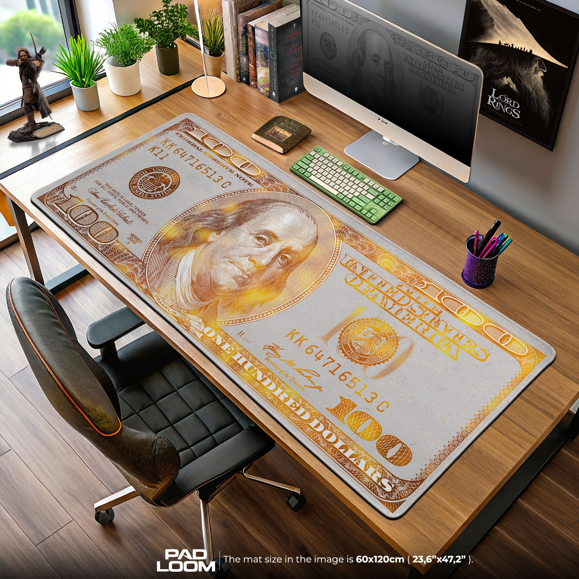 Hundred Dollar Bill Mouse Pad, Abstract Gamer Desk Mat