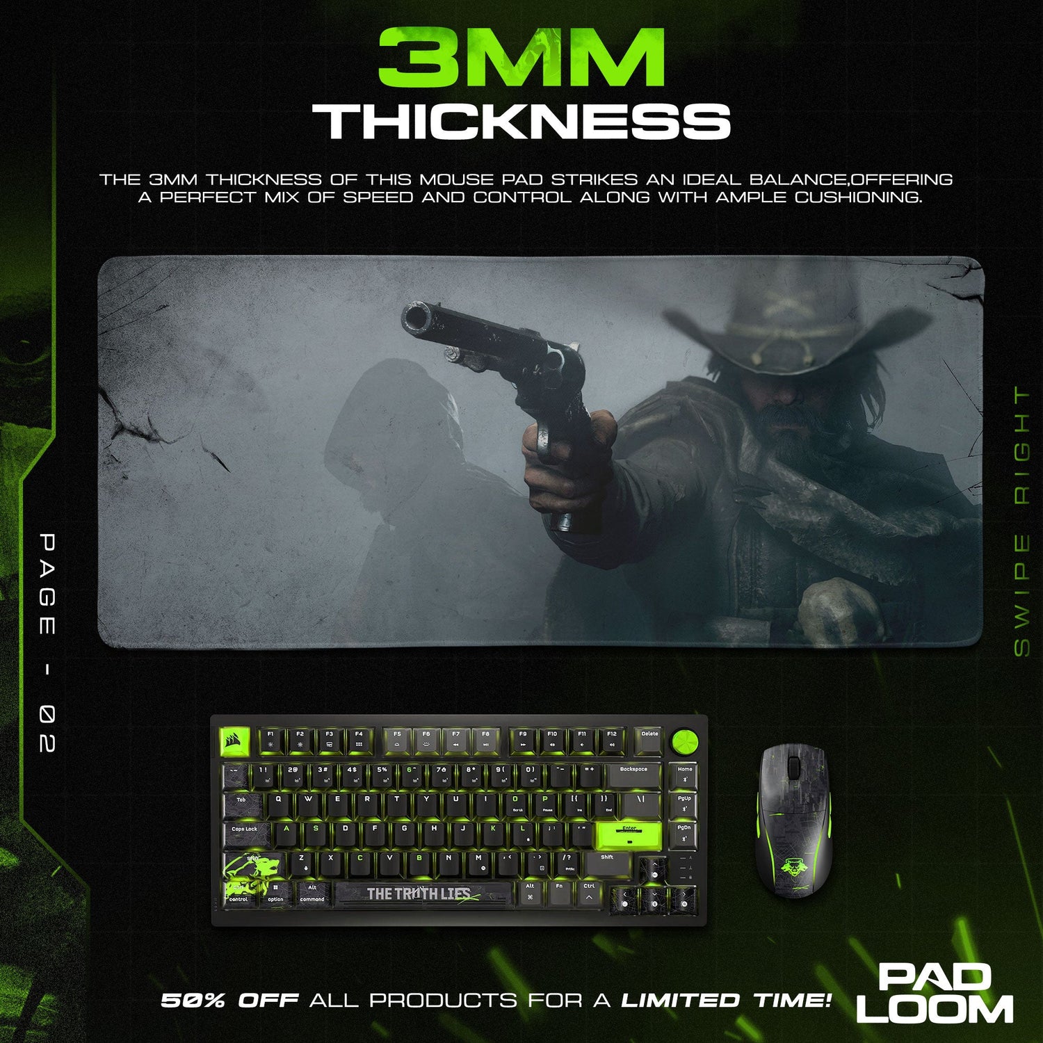 Hunt Showdown Mouse Pad, Dark Gunslinger Gaming Desk Mat Padloom