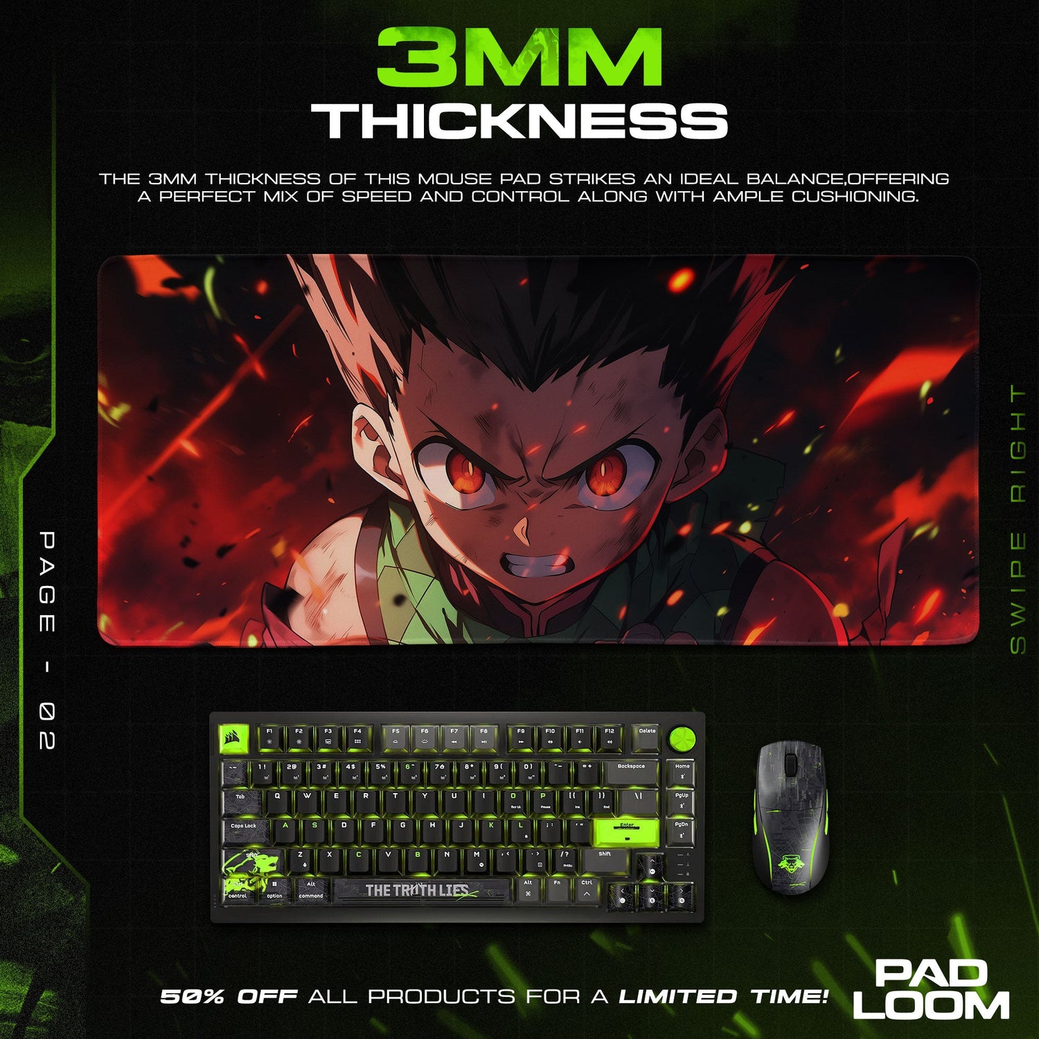 Hunter x Hunter Gon Rage Mouse Pad, Anime Desk Mat Padloom
