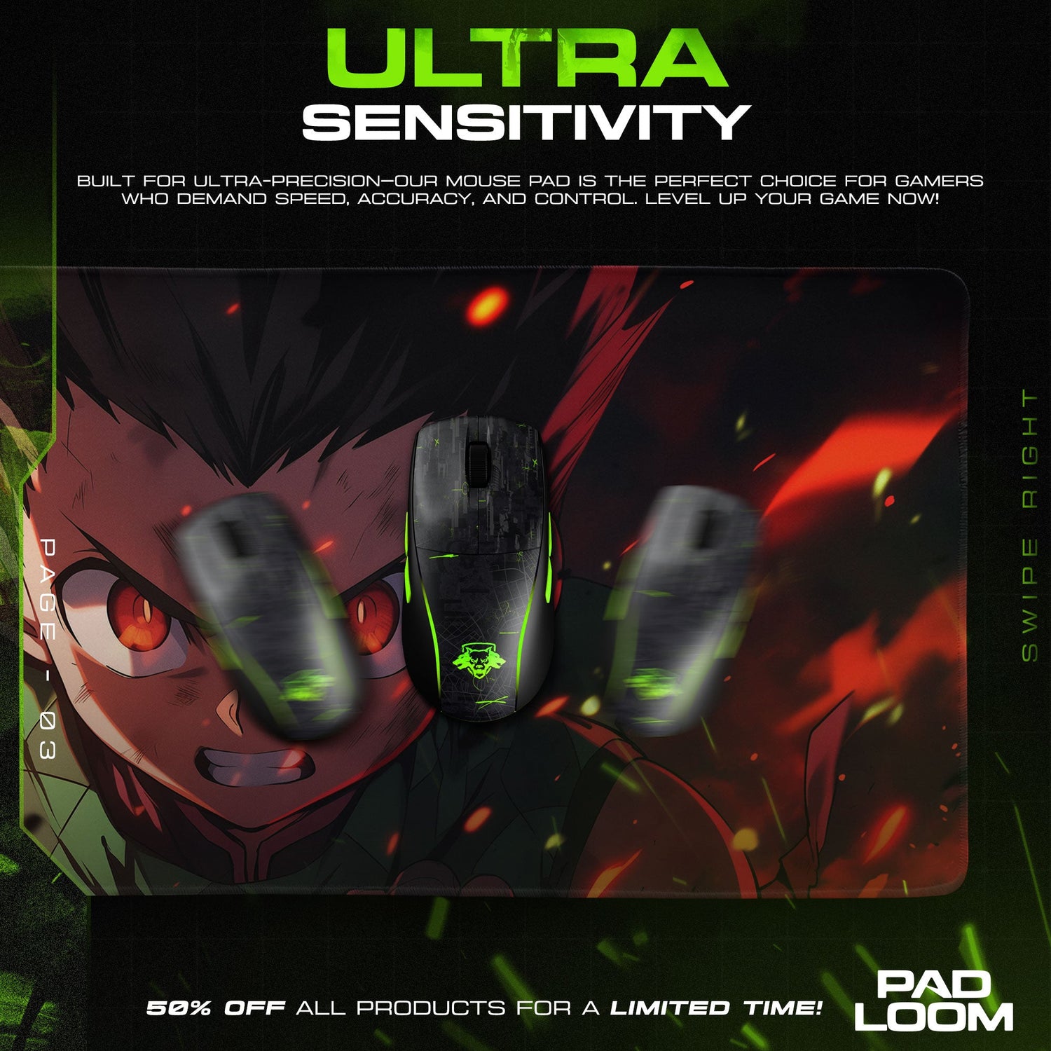 Hunter x Hunter Gon Rage Mouse Pad, Anime Desk Mat Padloom