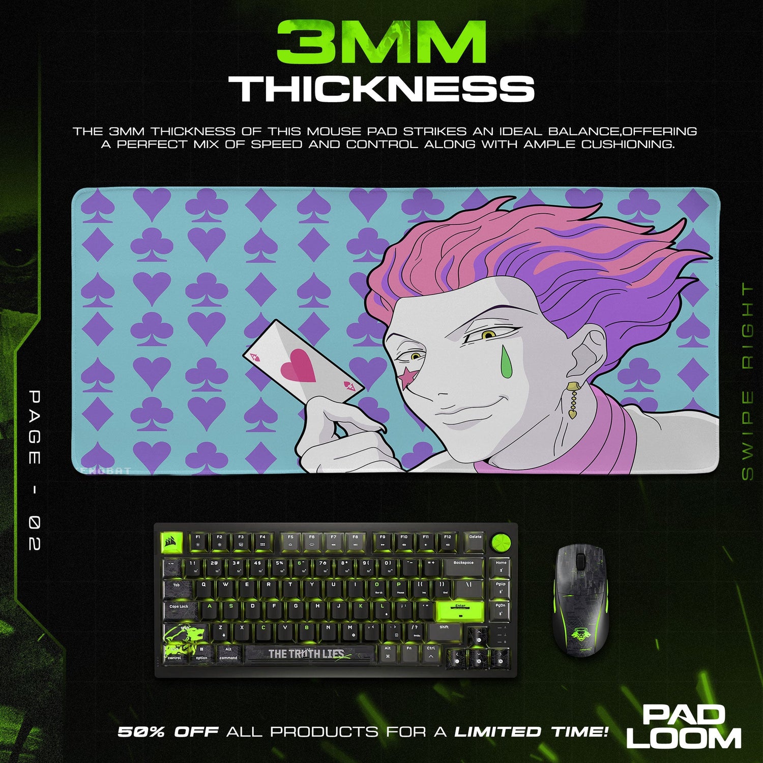 Hunter x Hunter Hisoka Cards Mouse Pad, Anime Desk Mat Padloom