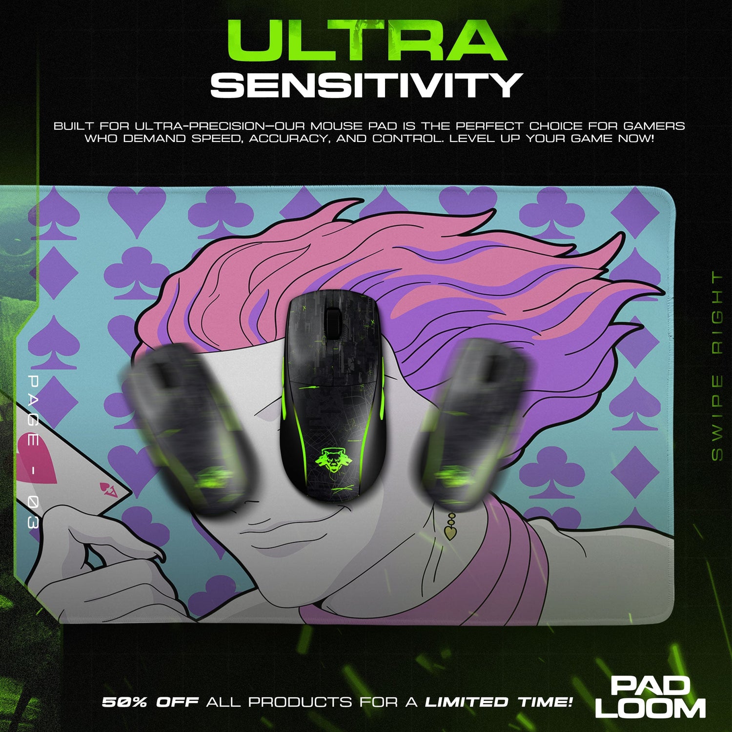 Hunter x Hunter Hisoka Cards Mouse Pad, Anime Desk Mat Padloom