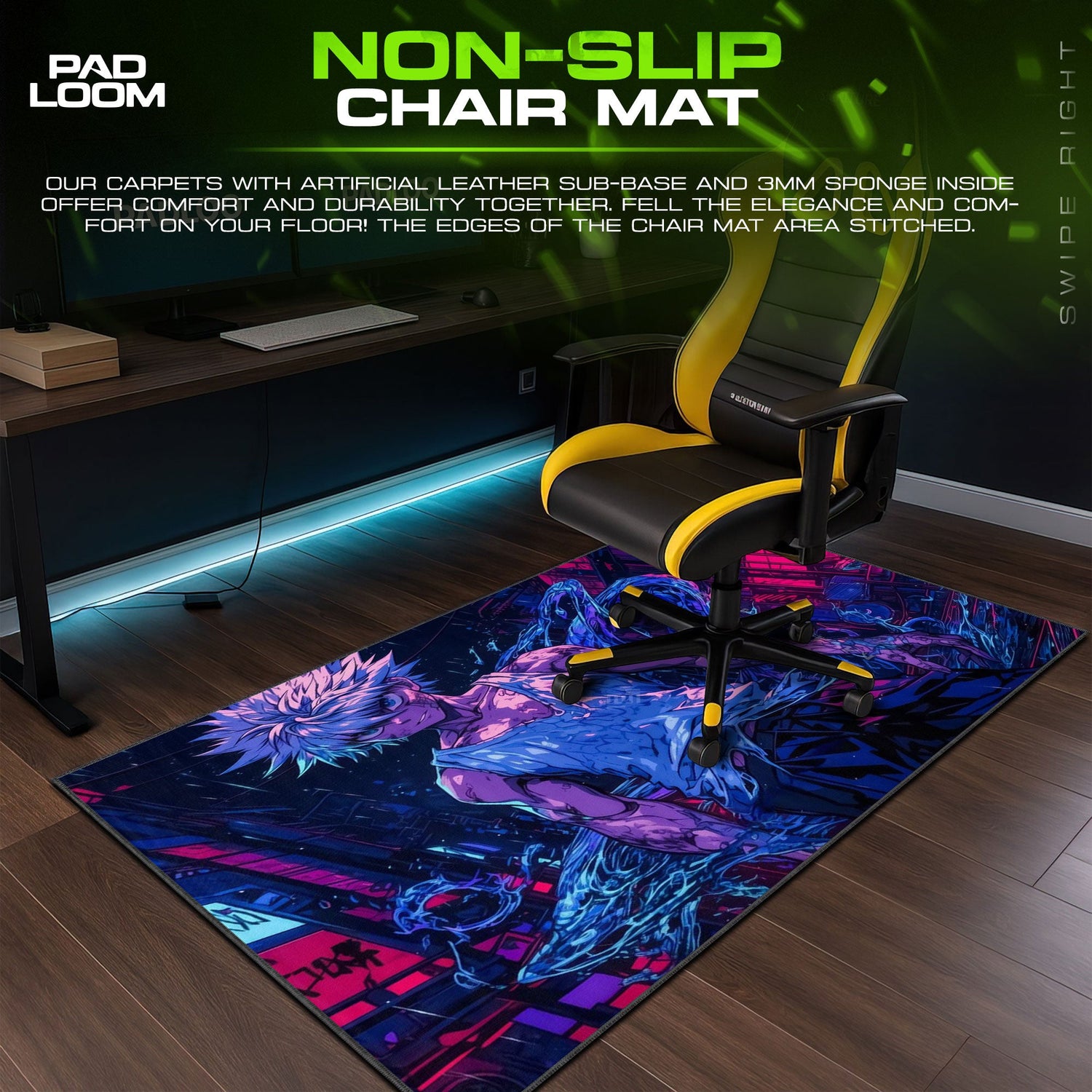 Hunter x Hunter Killua Zoldyck Neon City Mouse Pad – Anime Gaming Desk Mat Padloom