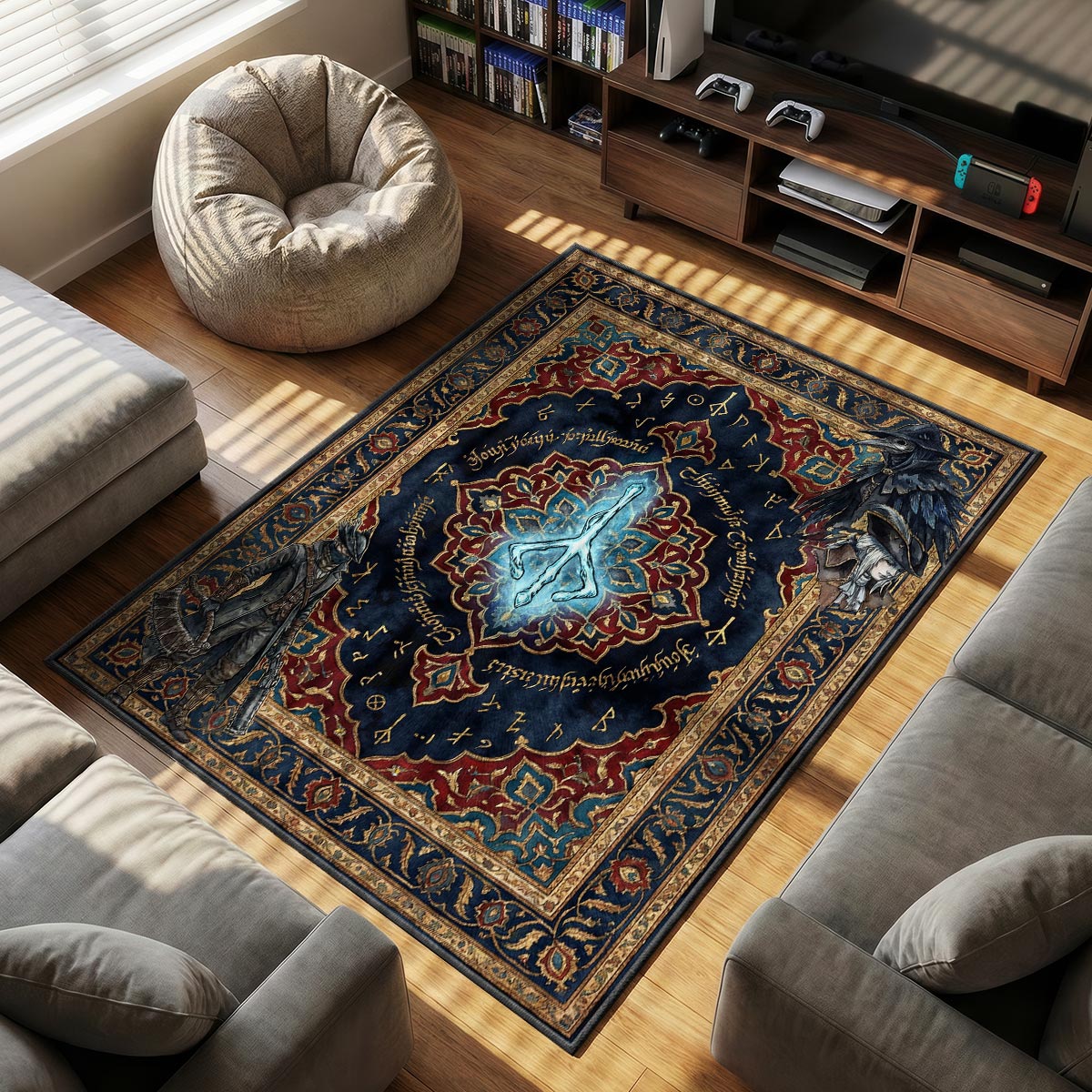 Huntrx Rug Hunter's Mark Arcane Rug - Bloodborne Chair Mat | Padloom