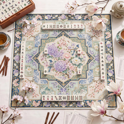 Hydrangea Bird Mahjong-Matte - Mah-Jongg Tischmatte