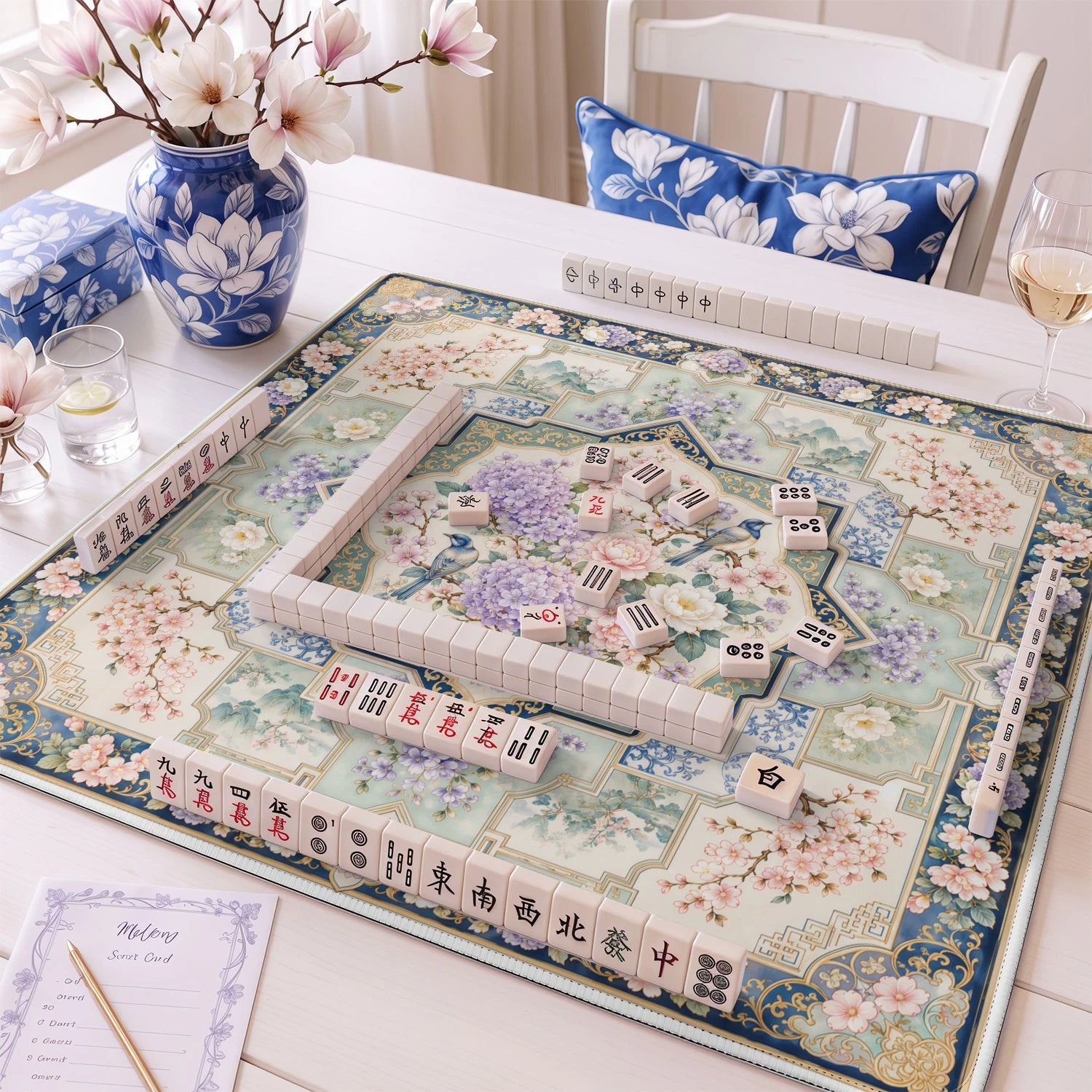 Hydrangea Star mahjong mat – M (60x60 cm) and L (81x81 cm) sizes