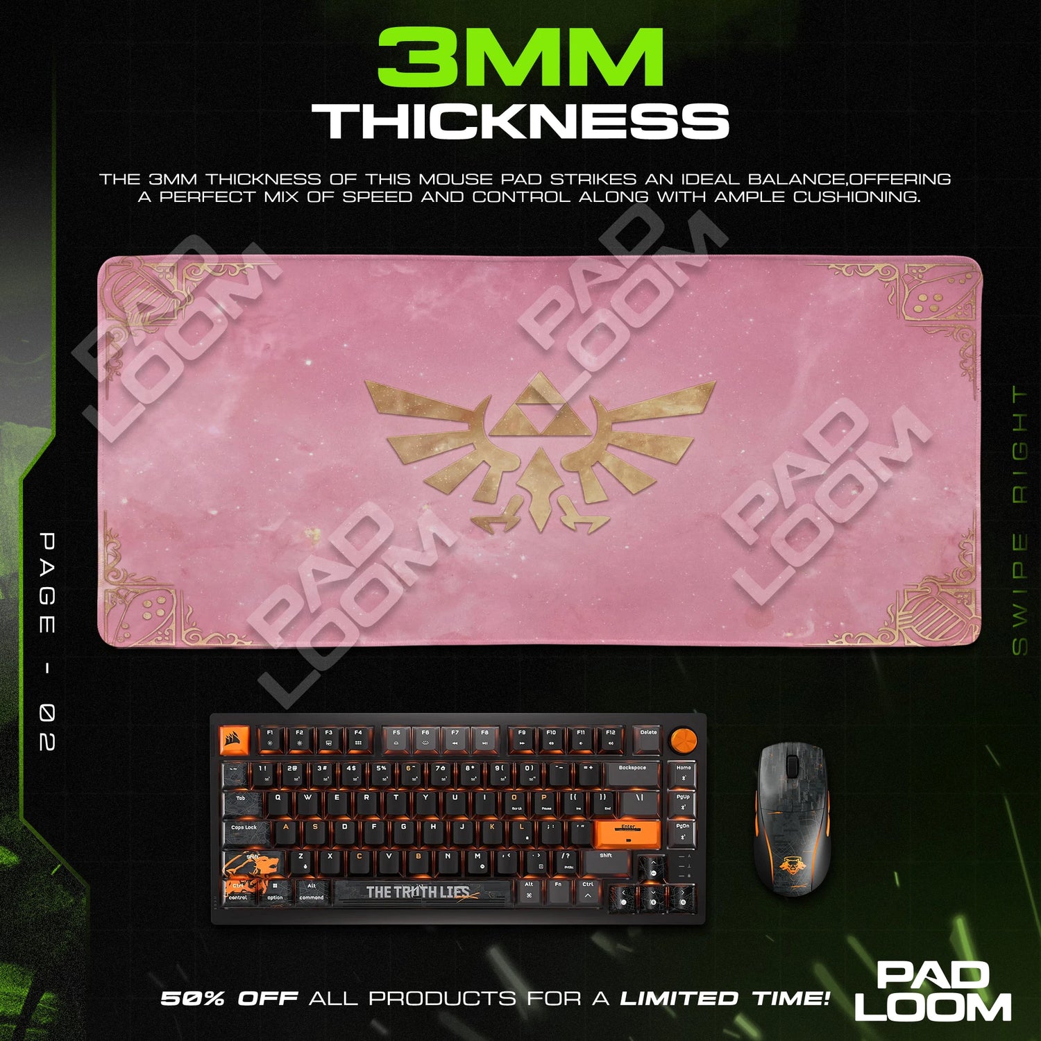 Hylian Crest Rose Nebula Mouse Pad - Zelda Desk Mat