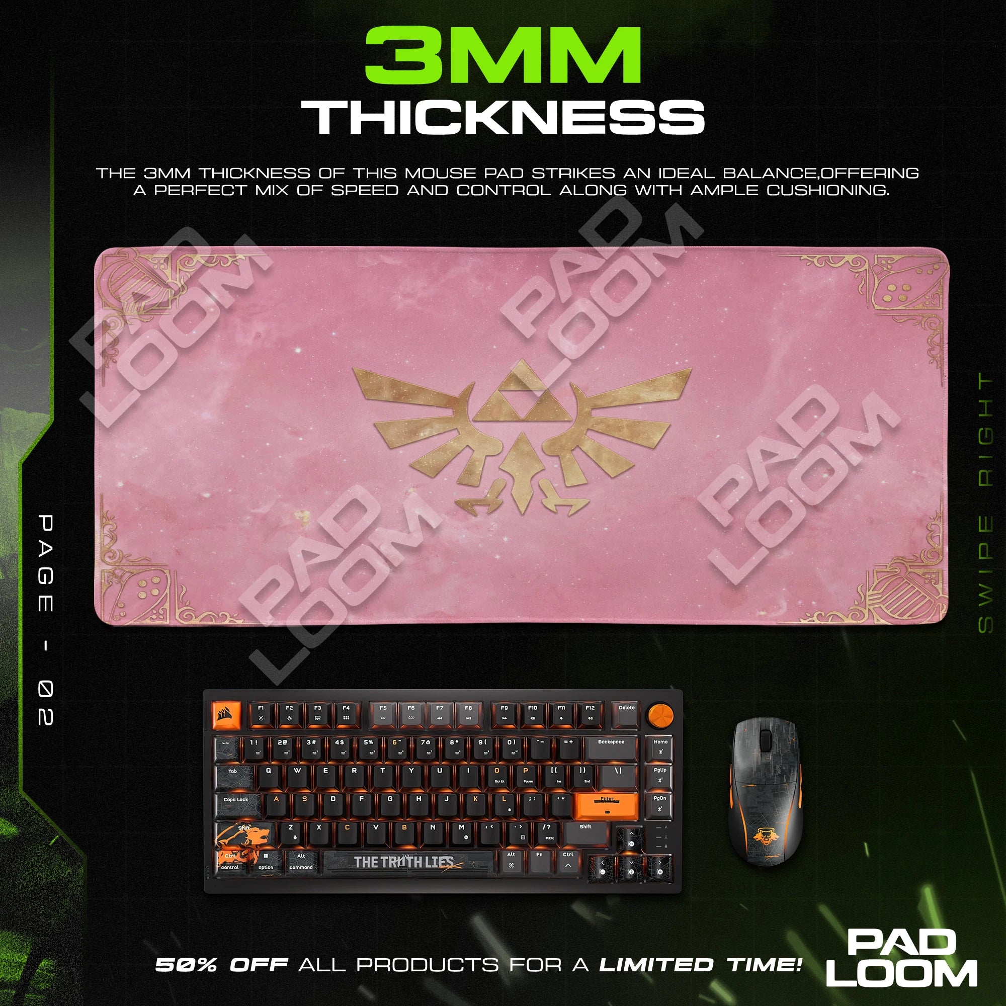 Hylian Crest Rose Nebula Mouse Pad - Zelda Desk Mat