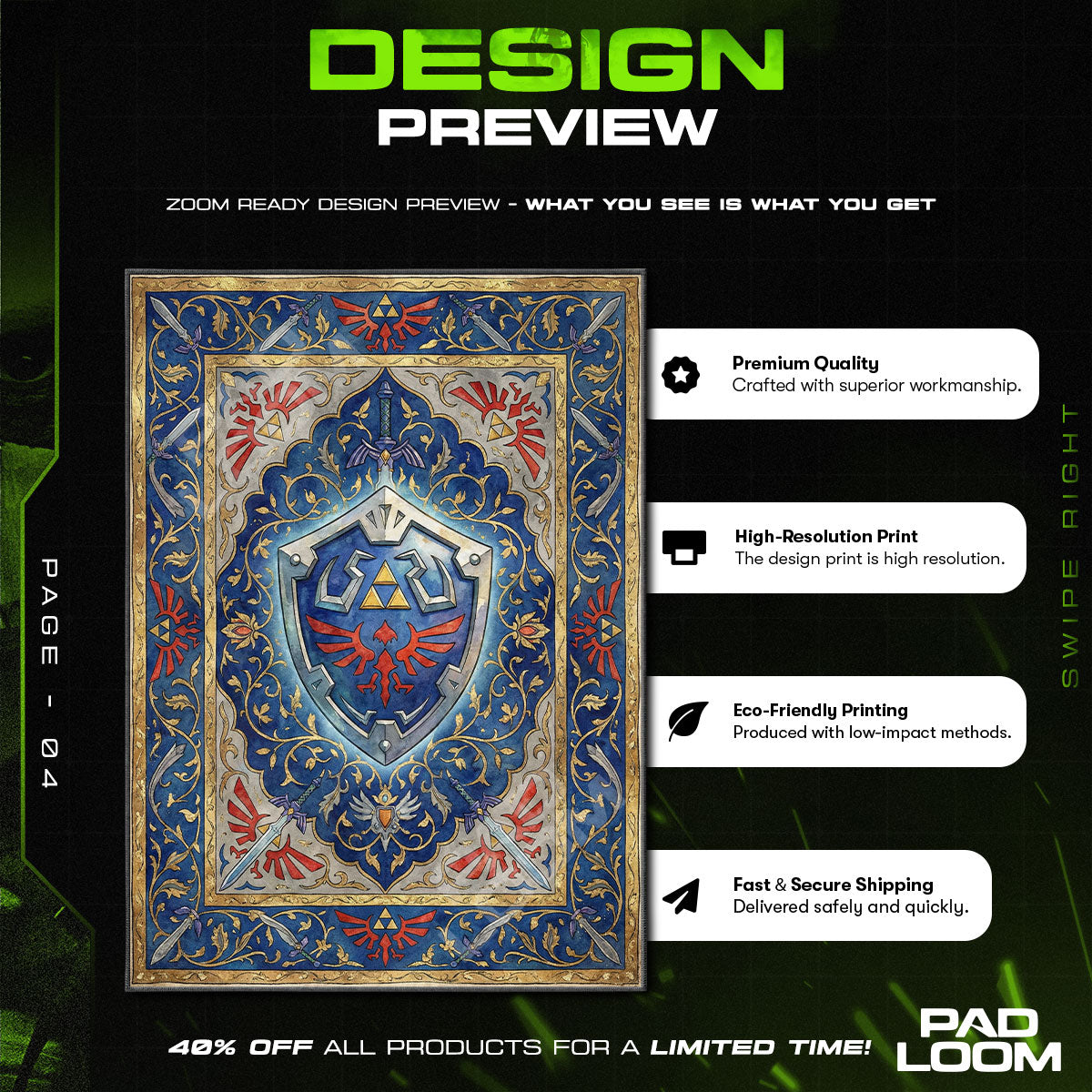 Hylian Shield Royal Crest Rug - Zelda Chair Mat