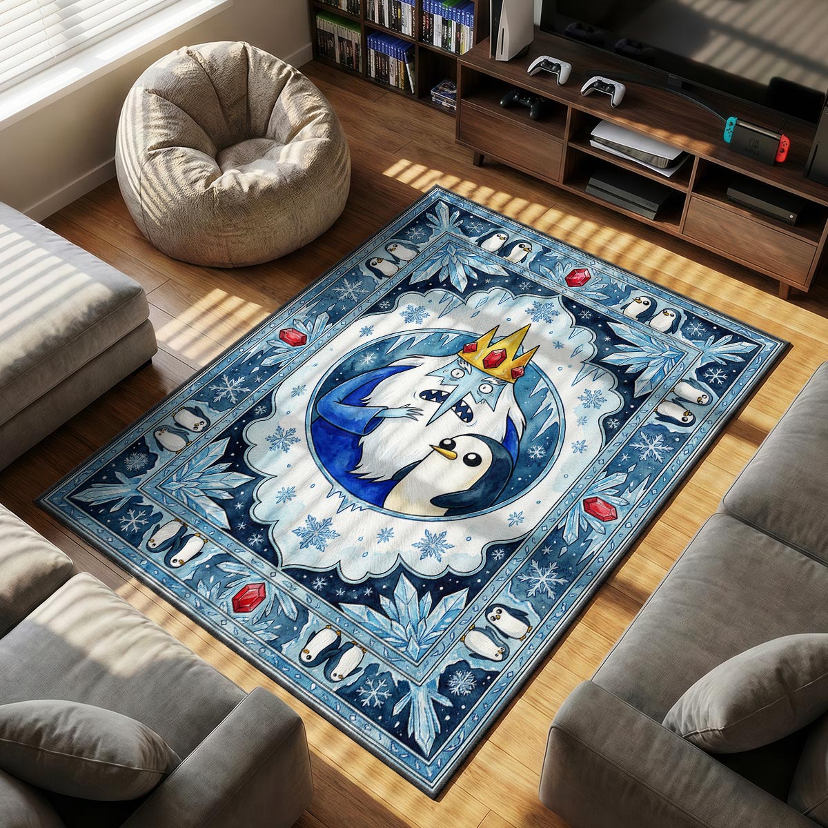 Ice King themed area rug for home decor fans