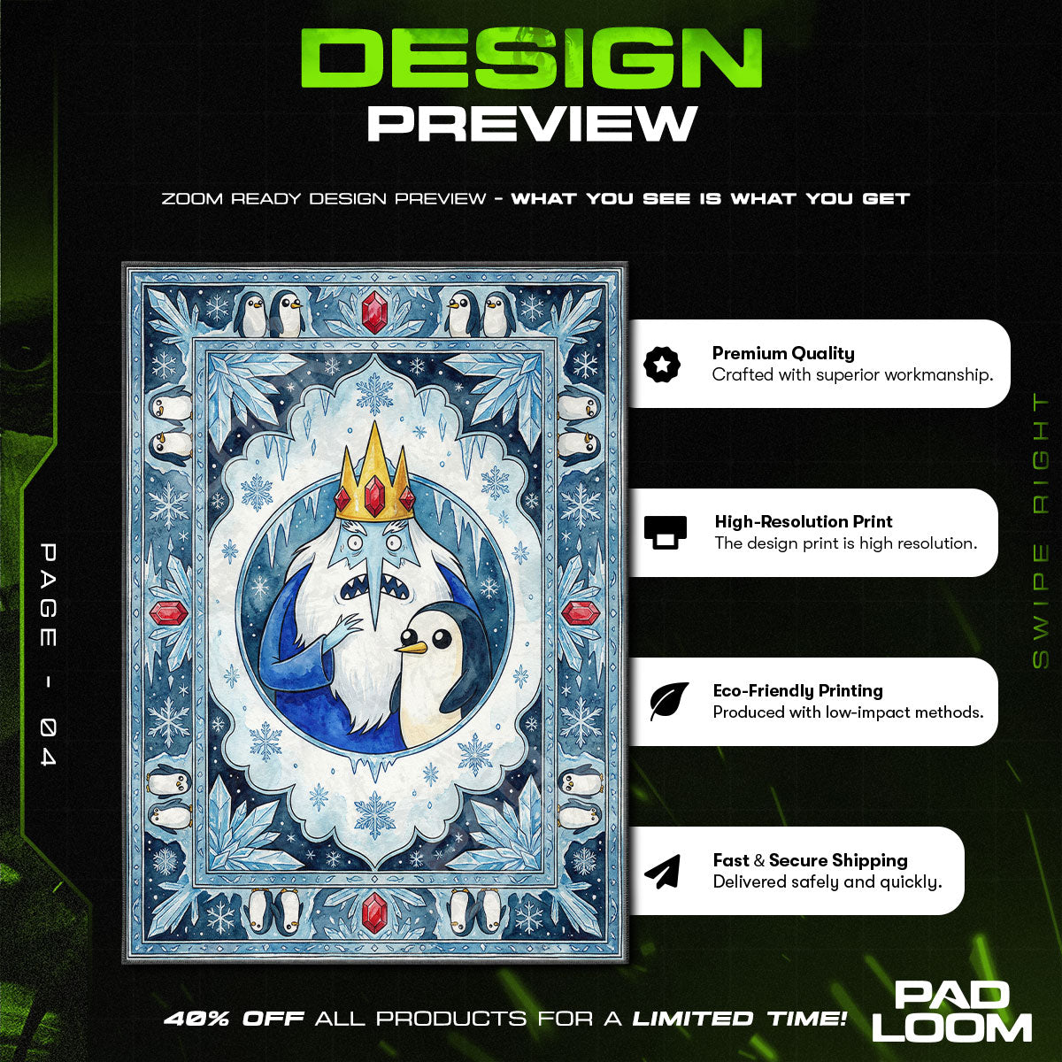 Room character design printed on rug