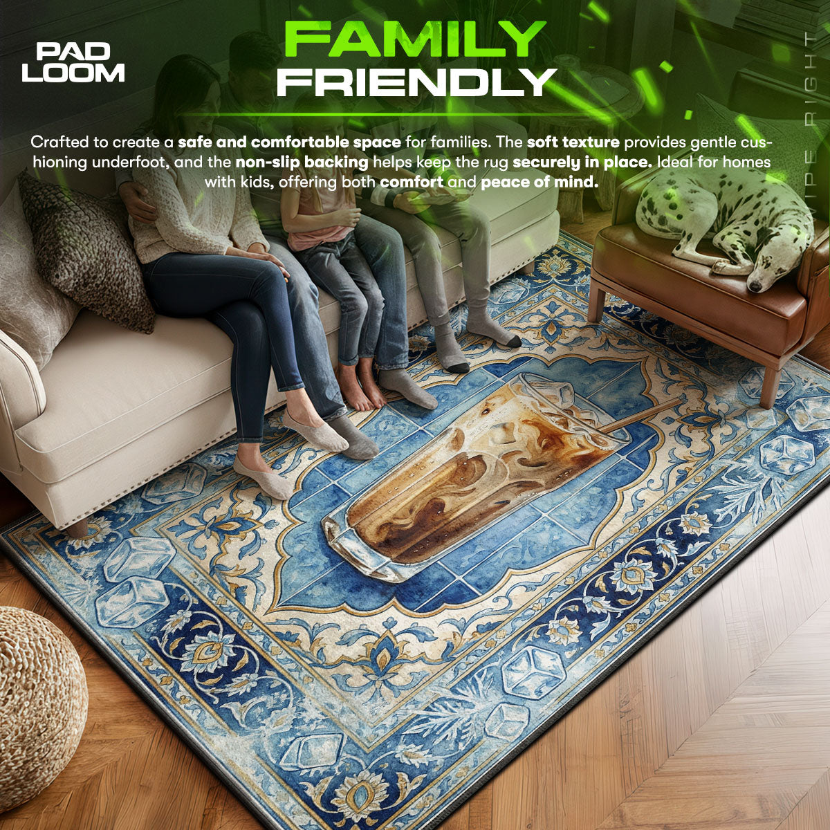 Floor character design printed on rug
