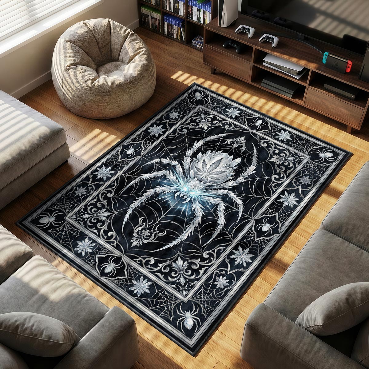Iced Weed themed area rug for Gothic fans