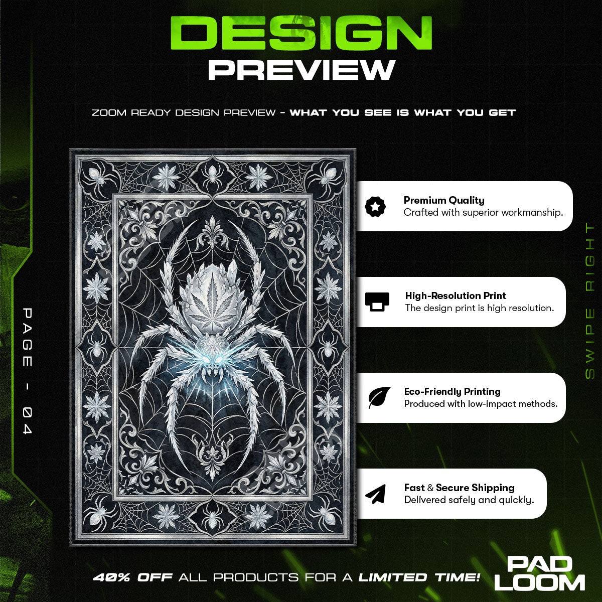 Floor character design printed on rug