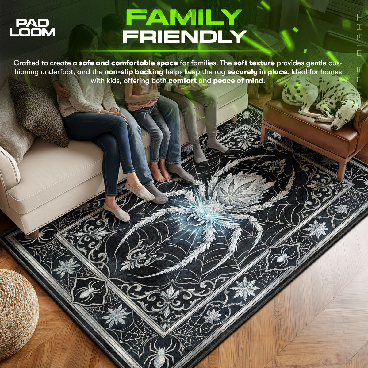 Iced area rug showing full Gothic artwork