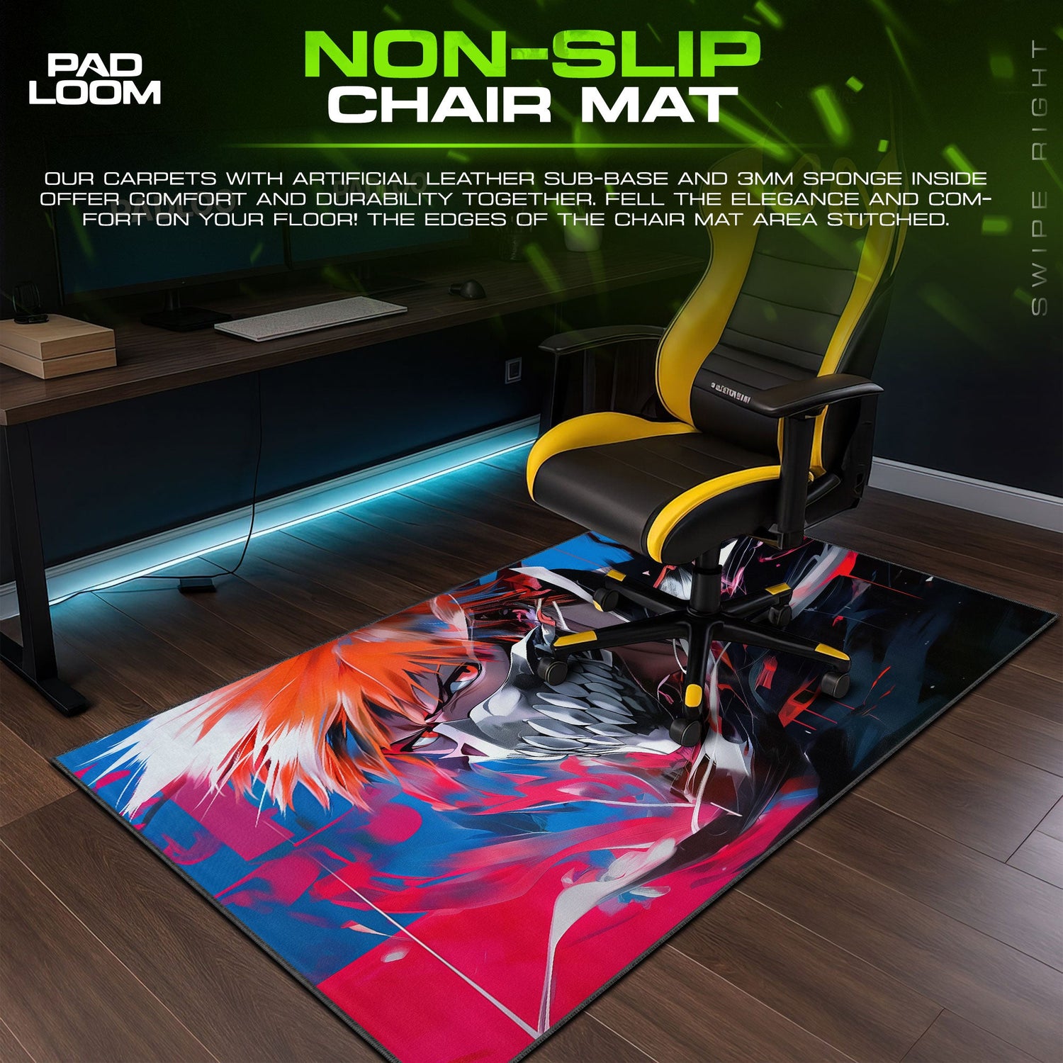 Ichigo Hollow Mask Mouse Pad, Bleach Anime Gaming Desk Mat Padloom