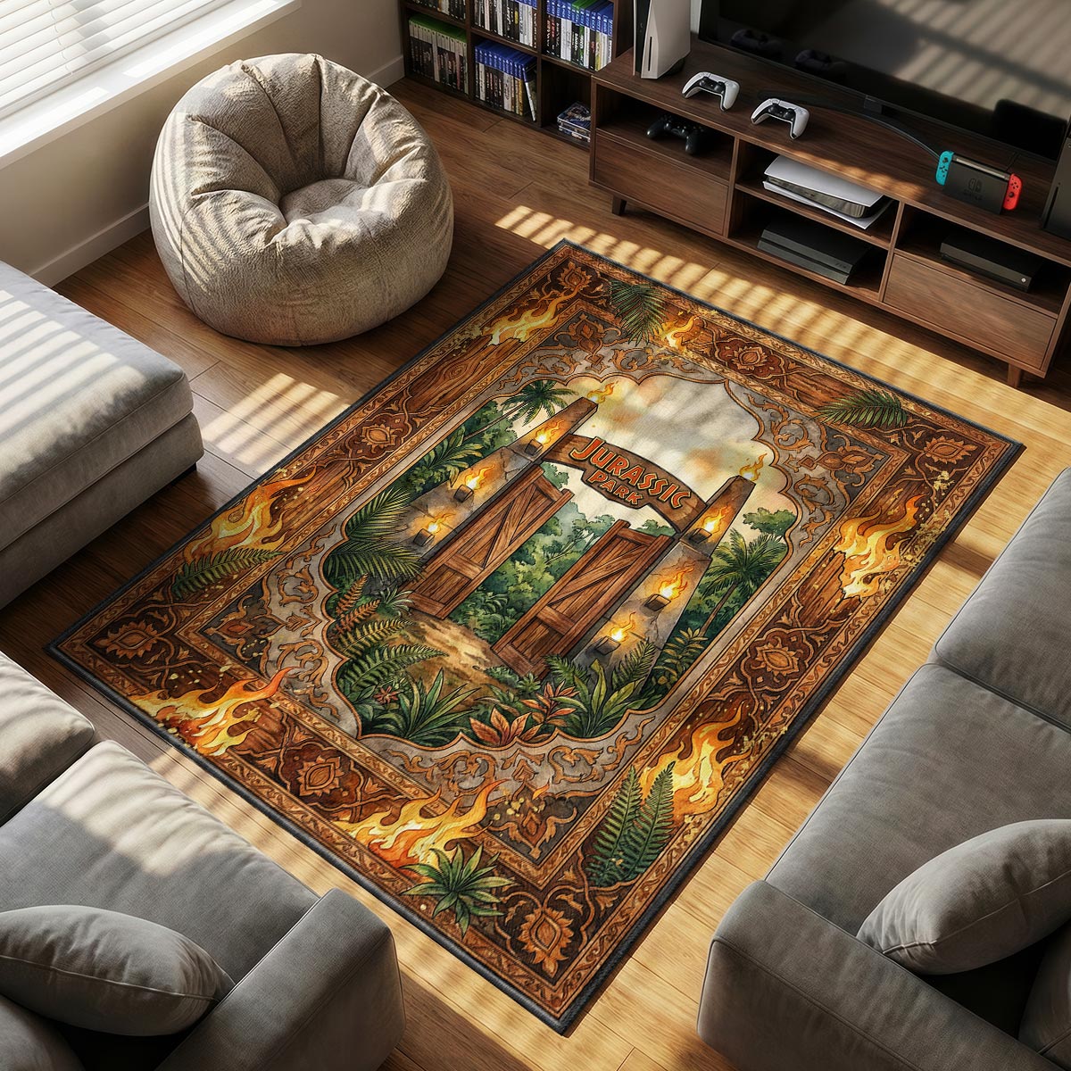 Iconic Gates themed area rug for home decor fans