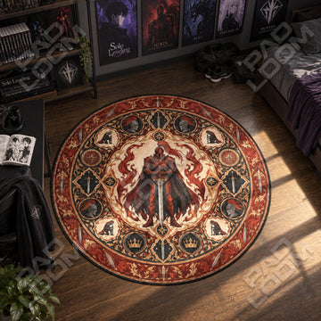 Igris Ember Solo Leveling round rug on a bedroom floor - Solo Leveling chair mat