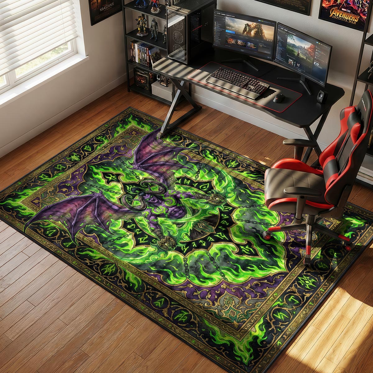 Illidan Stormrage Fel Rug - World of Warcraft Chair Mat – Padloom