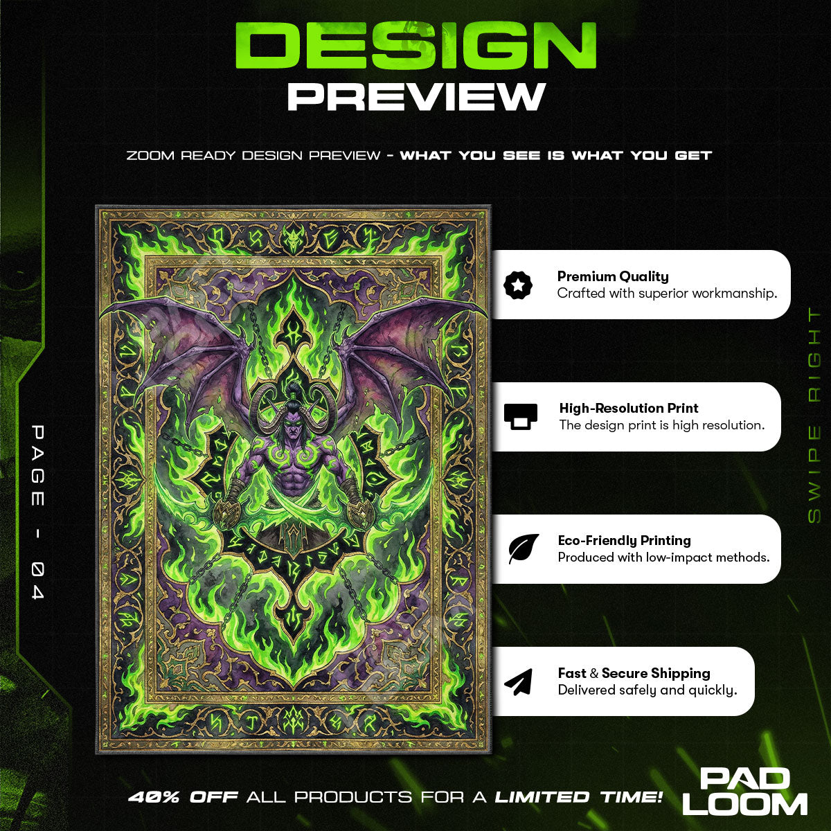 Illidan Stormrage Fel Rug - World of Warcraft Chair Mat