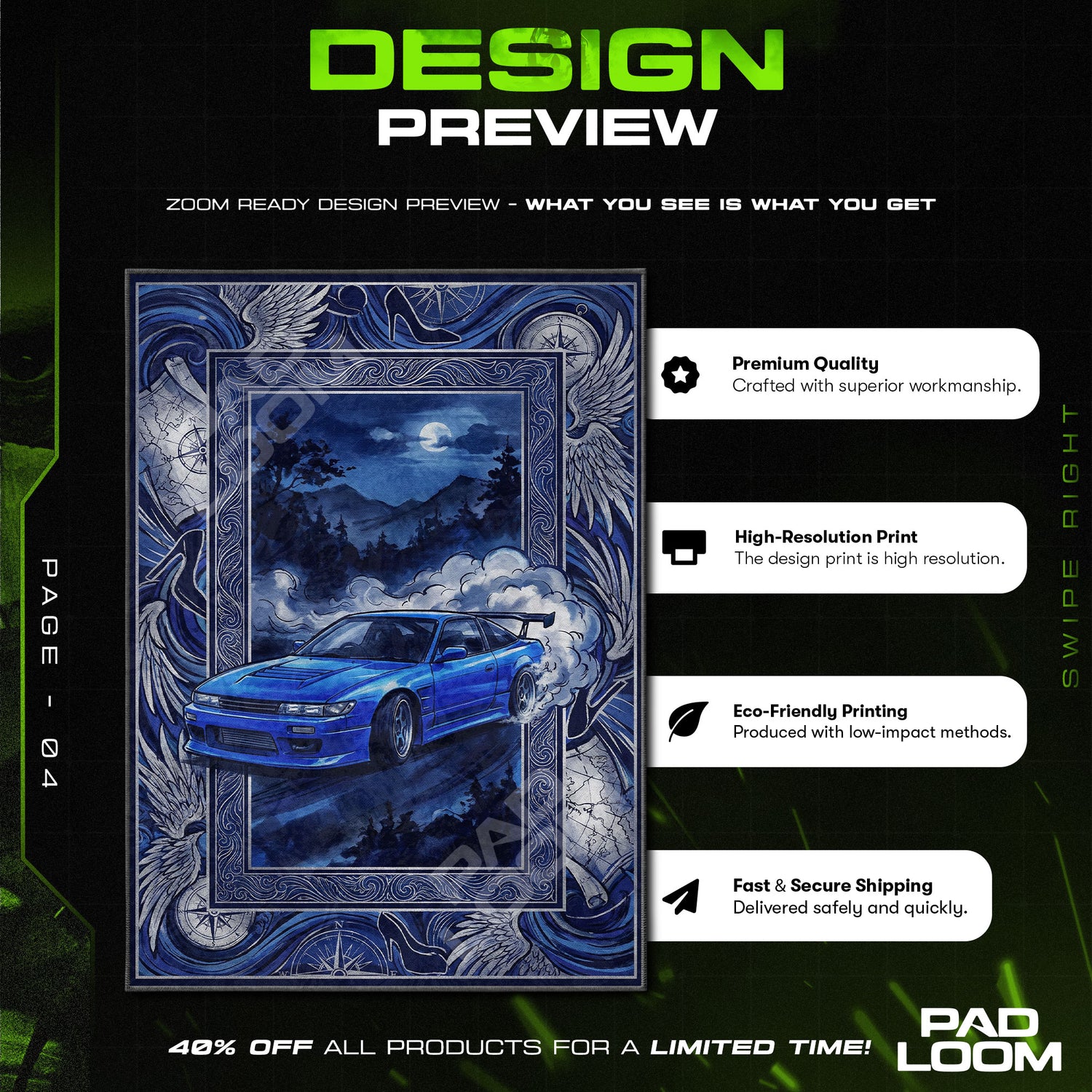 Impact Blue SilEighty Drift Rug - Initial D Chair Mat