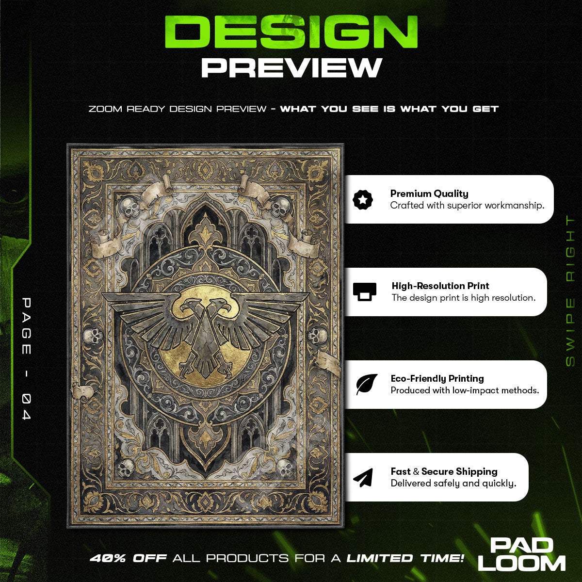 Imperialer Aquila-Wappen-Teppich - Warhammer 40k Stuhlunterlage