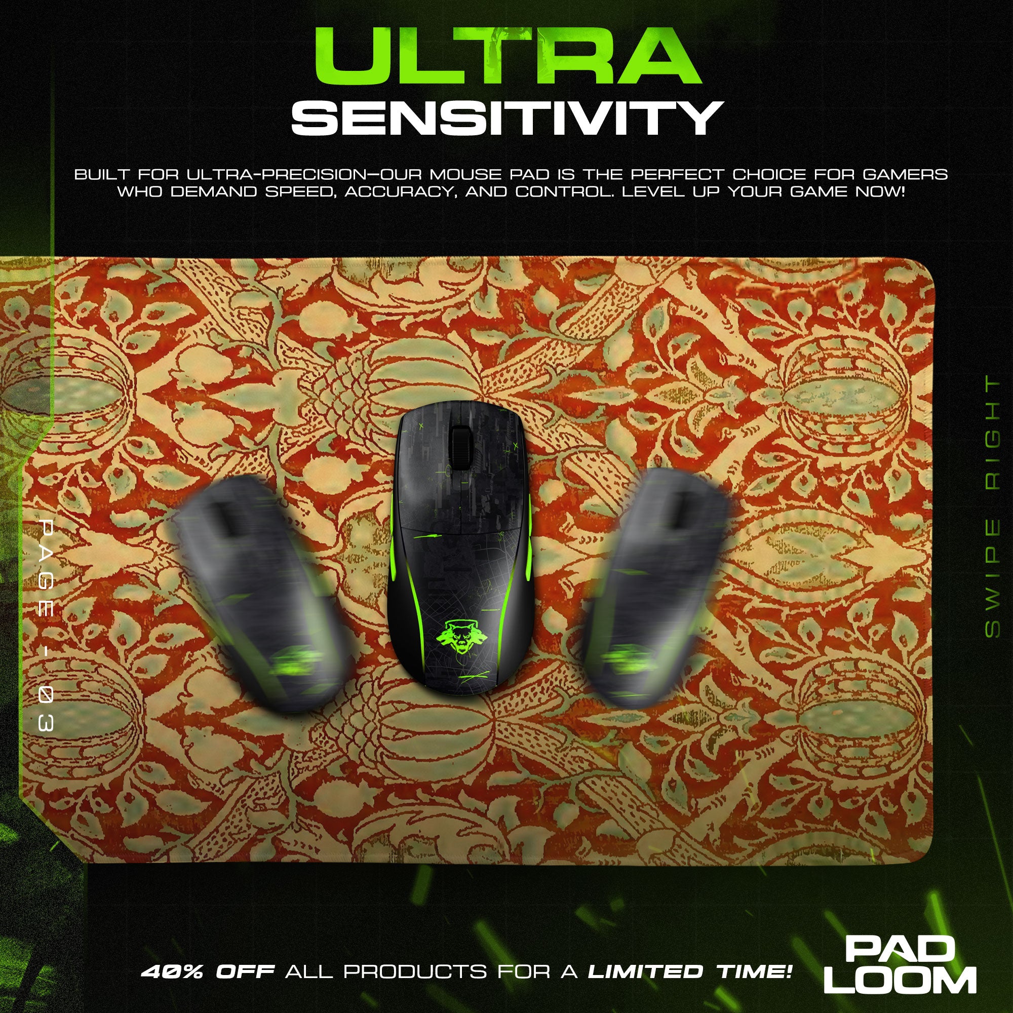 Imperial Bloom Mouse Pad, Ornamental Tapestry Gaming Desk Mat