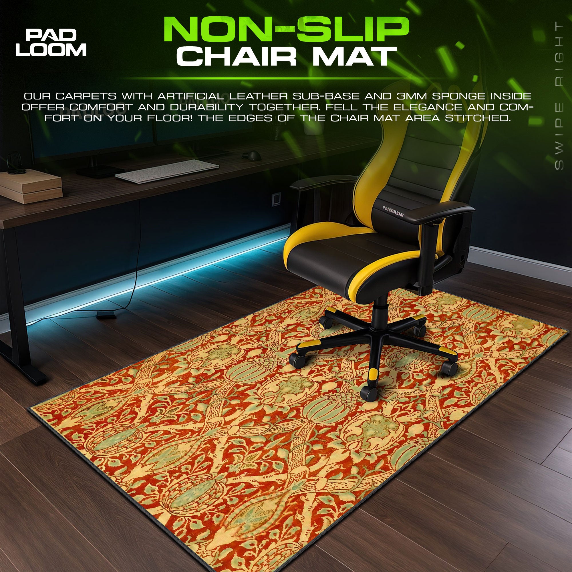 Imperial Bloom Mouse Pad, Ornamental Tapestry Gaming Desk Mat