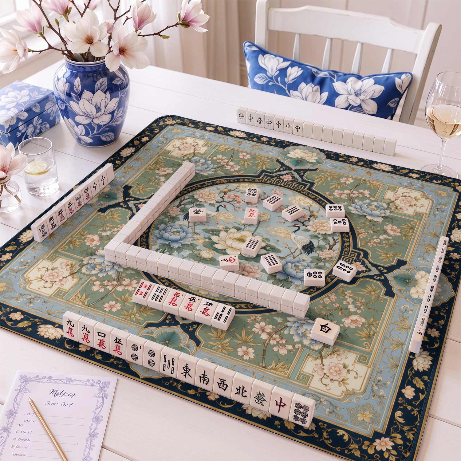 Imperial Crane Lotus mahjong mat – M (60x60 cm) and L (81x81 cm) sizes