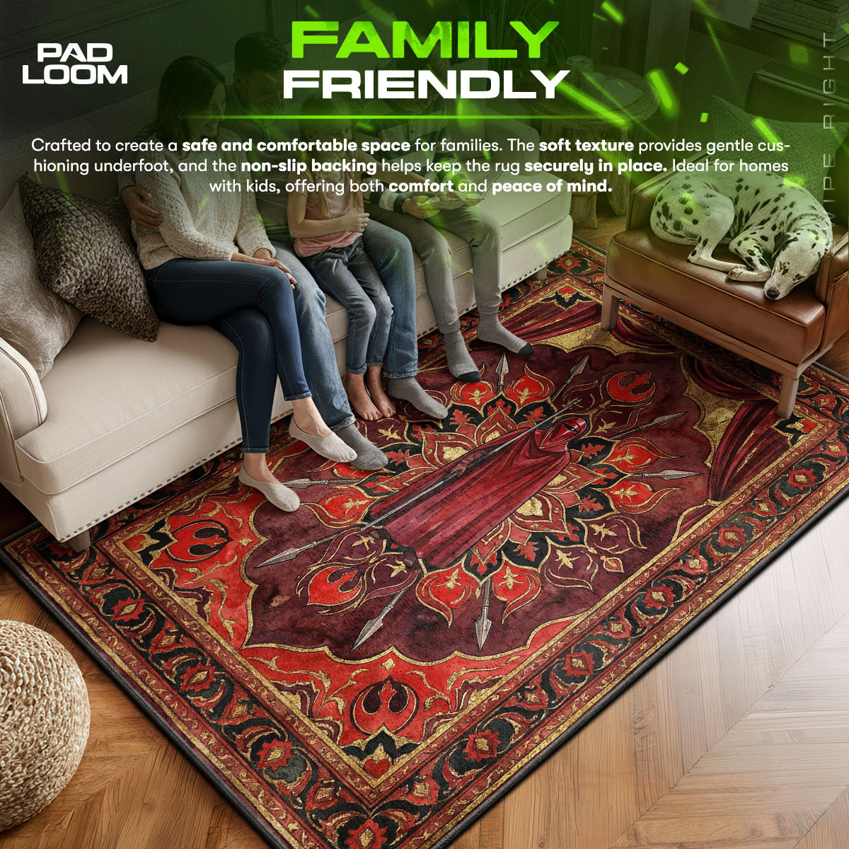 Imperial area rug showing full home decor artwork