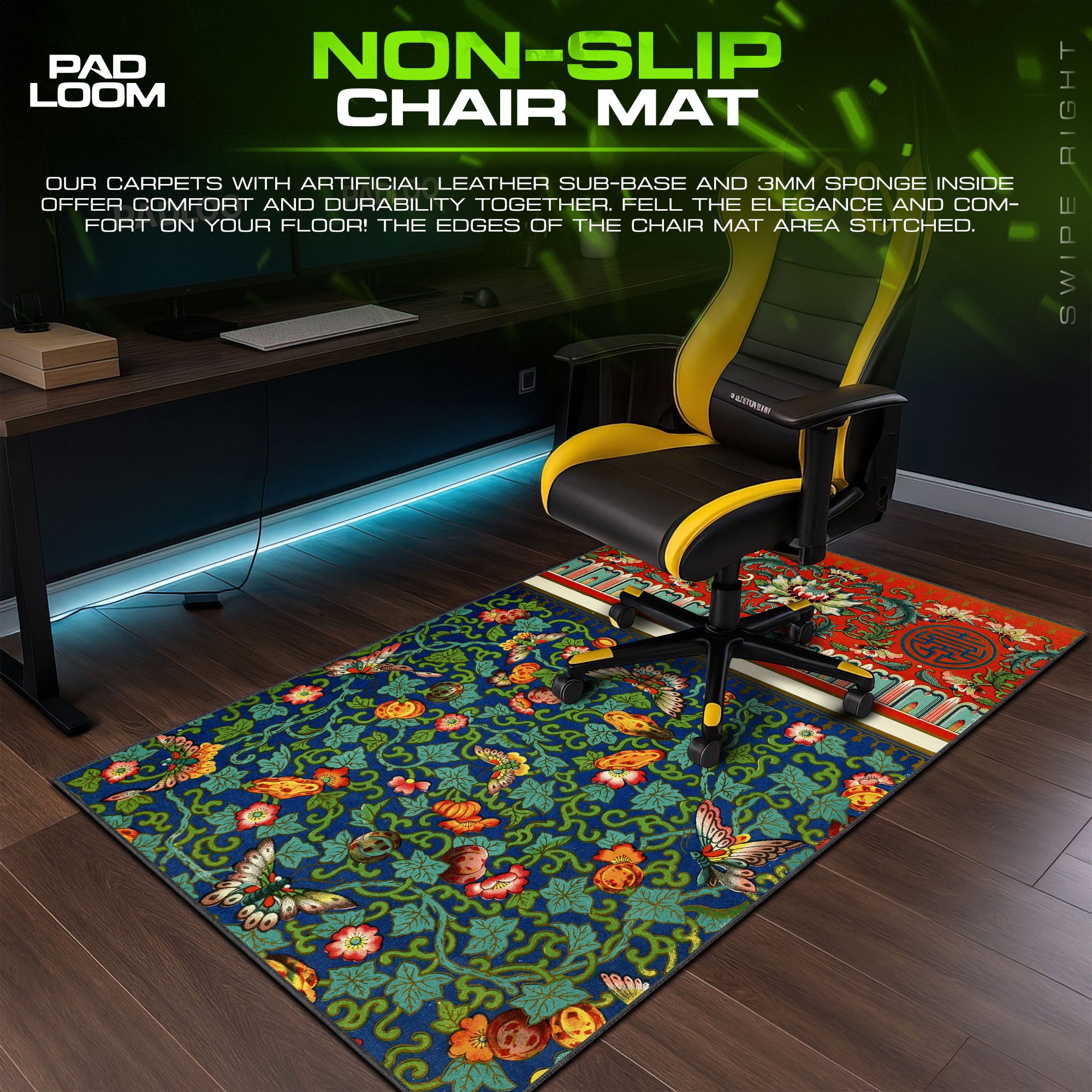 Imperial Tapestry Mouse Pad, Butterfly and Floral Gaming Desk Mat