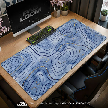 Indigo Topographic Flow Mouse Pad - Abstract Desk Mat