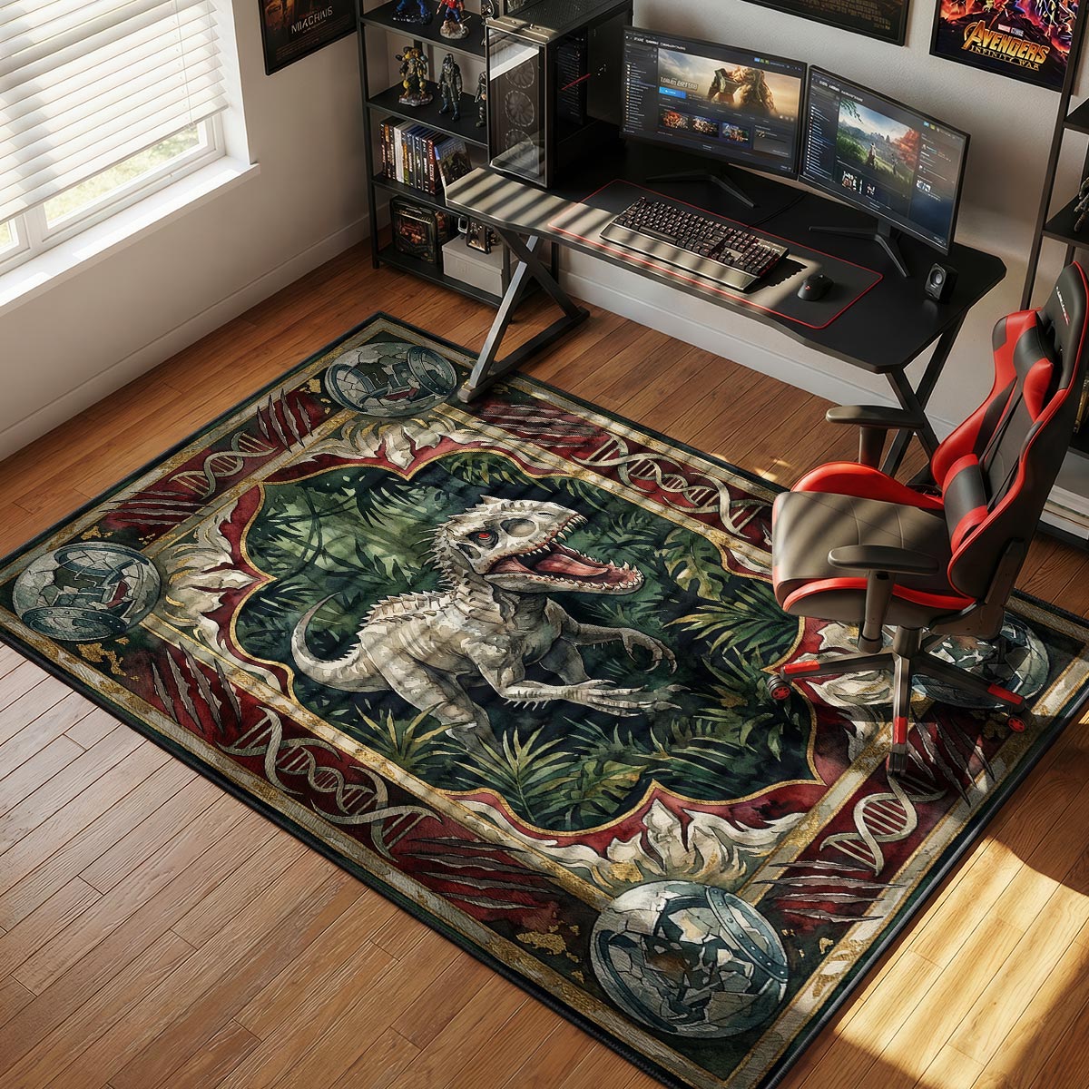 Indominus Rex Broken Gyrosphere Jurassic World rug — main product view