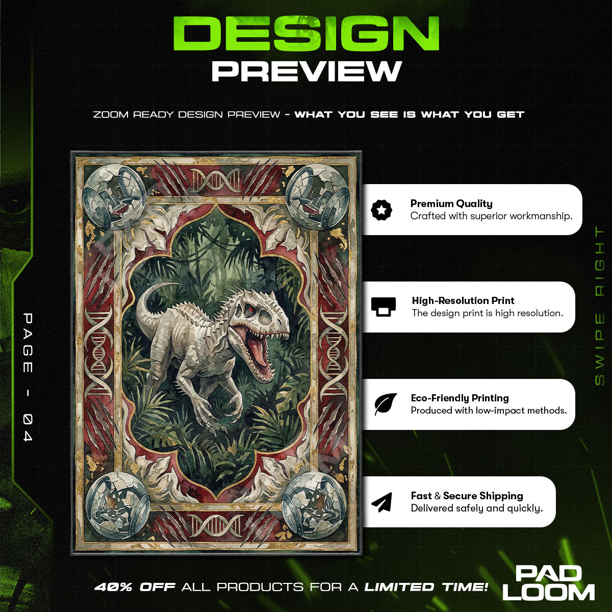World character design printed on rug