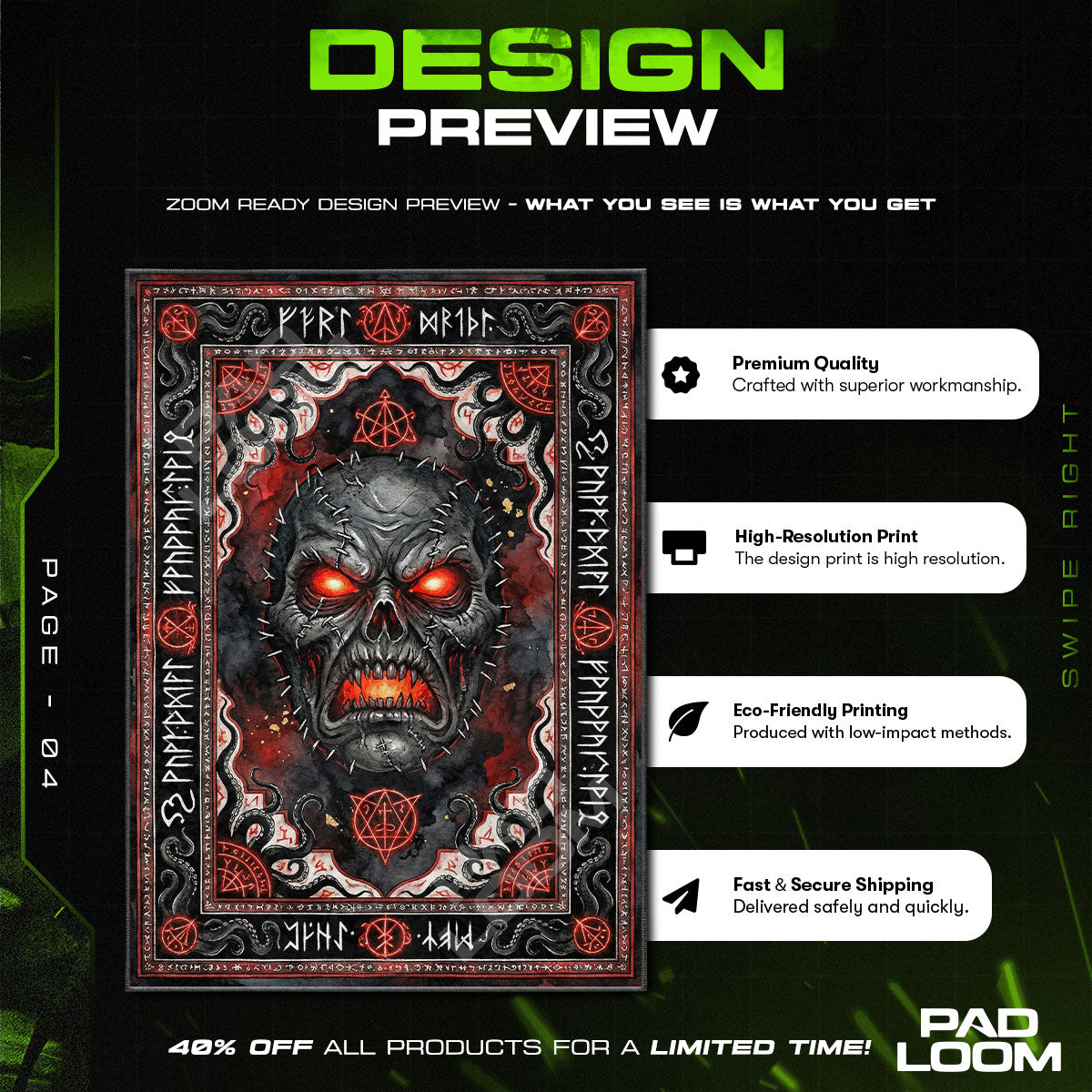 Infernal Skull Dark Occult Area rug — main product view