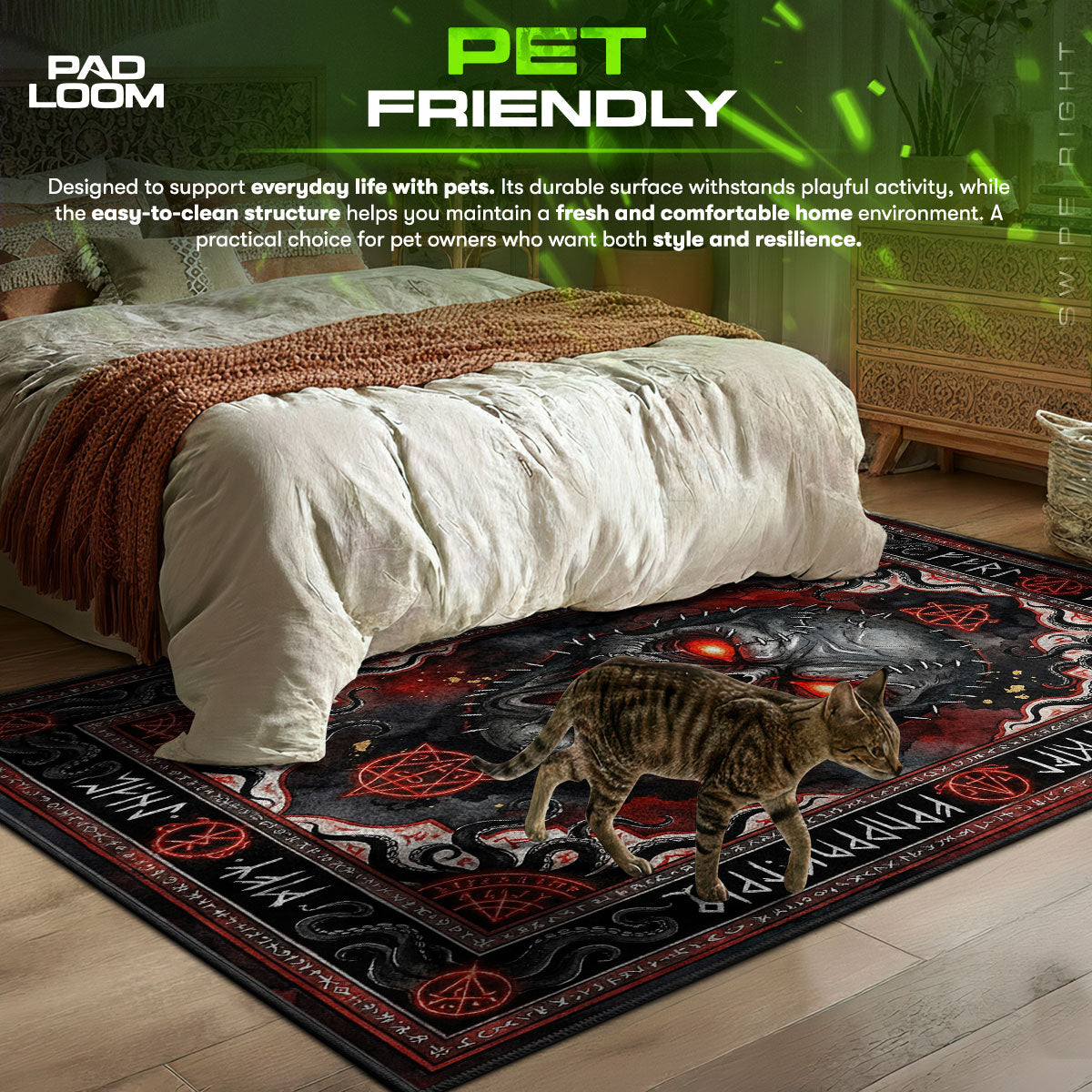 Infernal Skull themed area rug for Horror fans