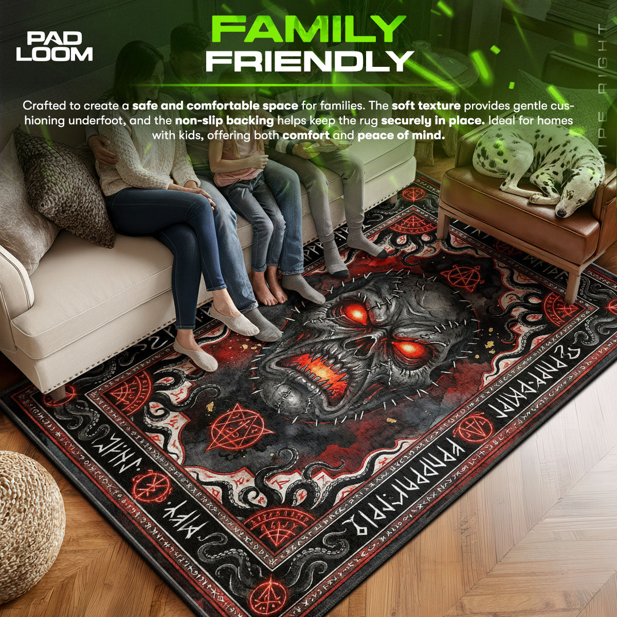 Area character design printed on rug