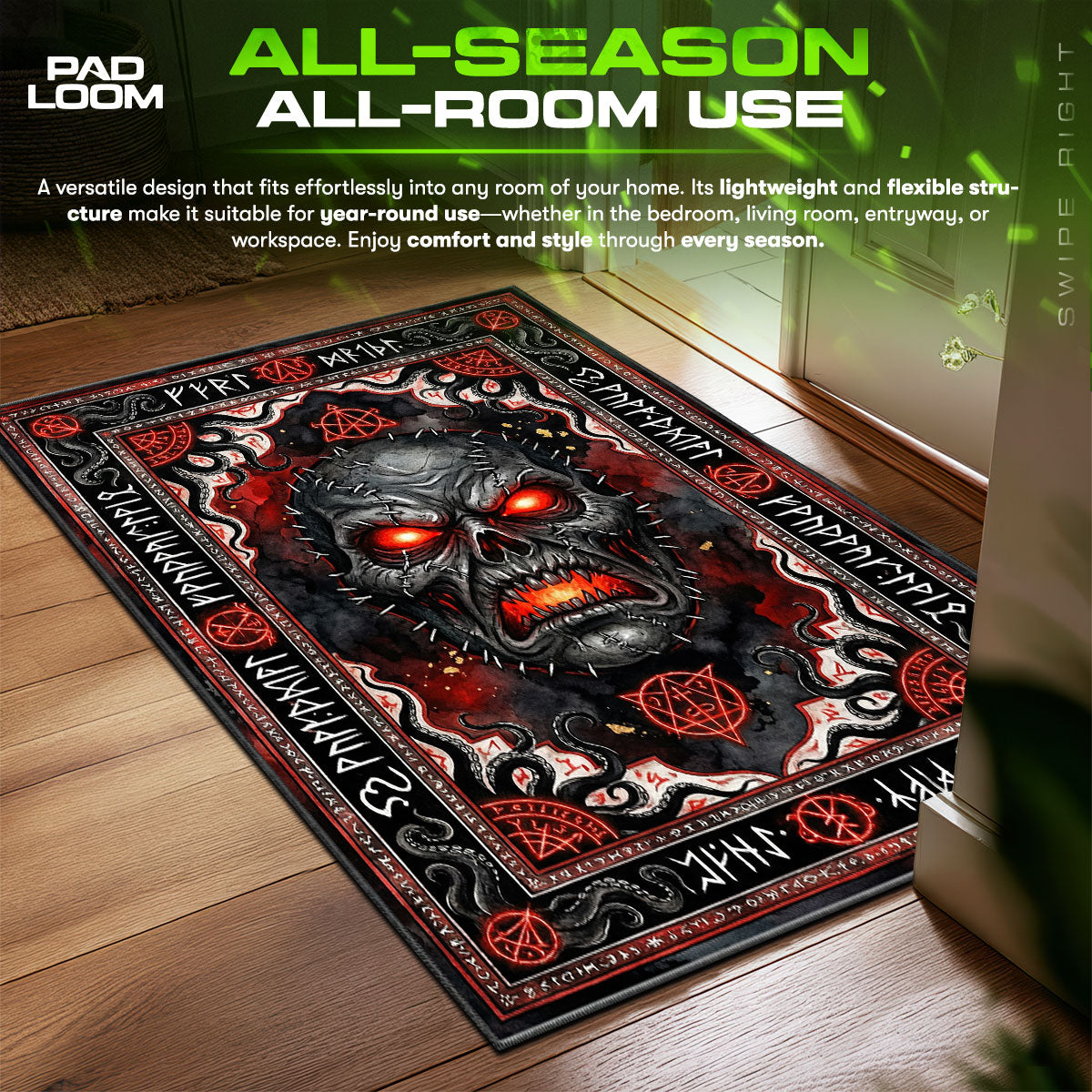 Detailed close-up of Infernal rug pattern