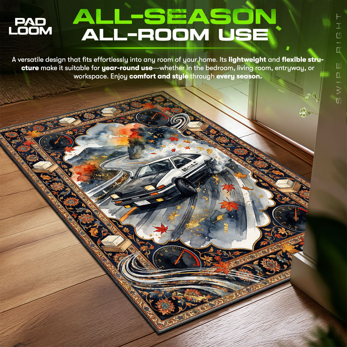 Initial D AE86 Drift JDM Floor fan rug — premium quality print