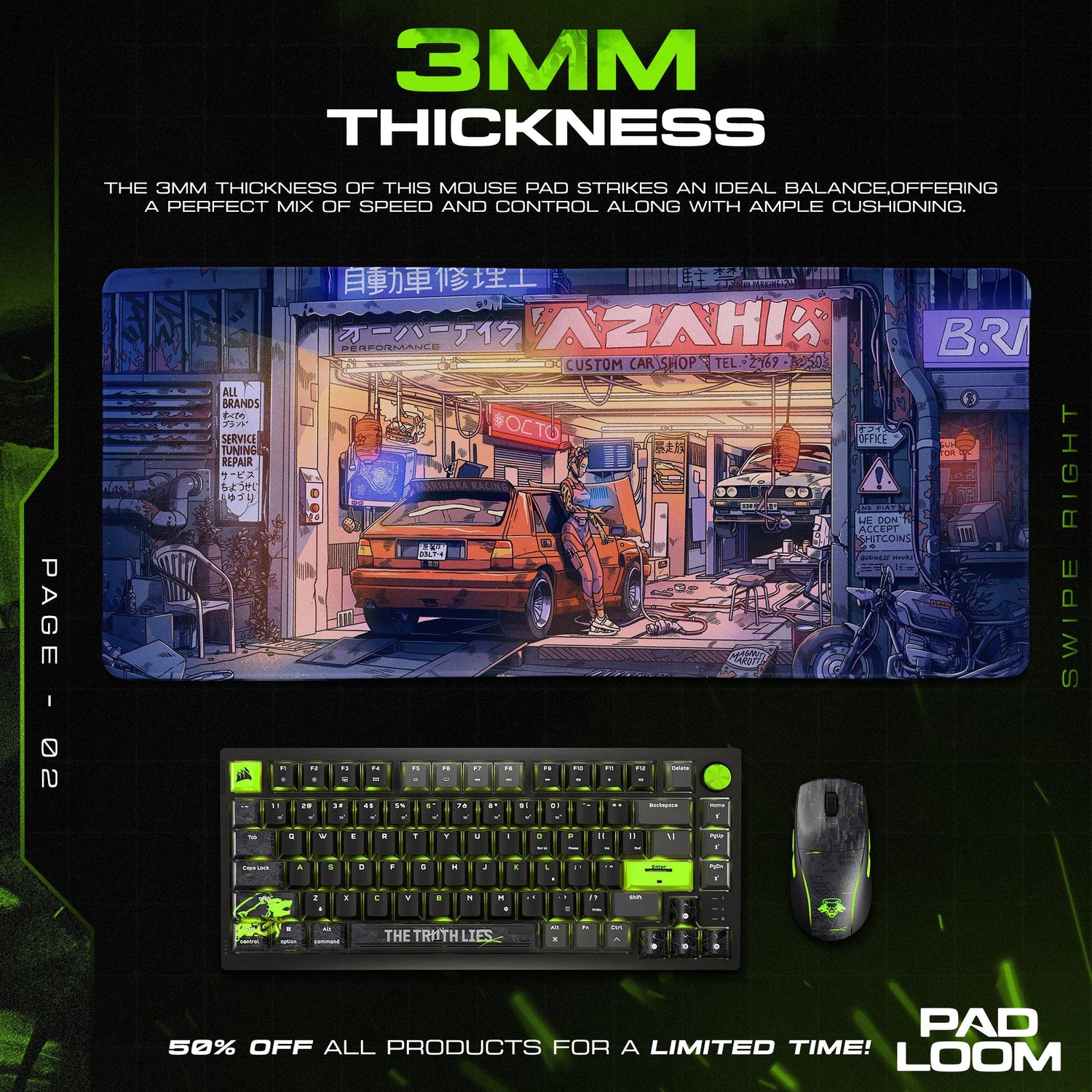 Initial D Garage Scene Mouse Pad, Anime Gaming Desk Mat Padloom