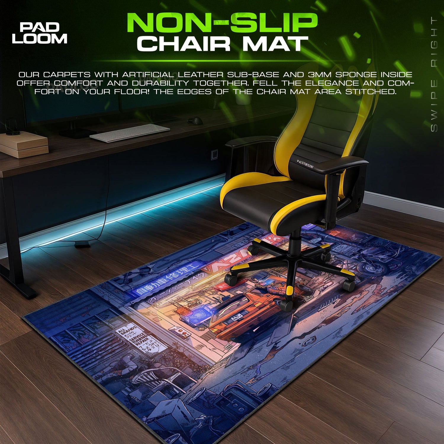 Initial D Garage Scene Mouse Pad, Anime Gaming Desk Mat Padloom