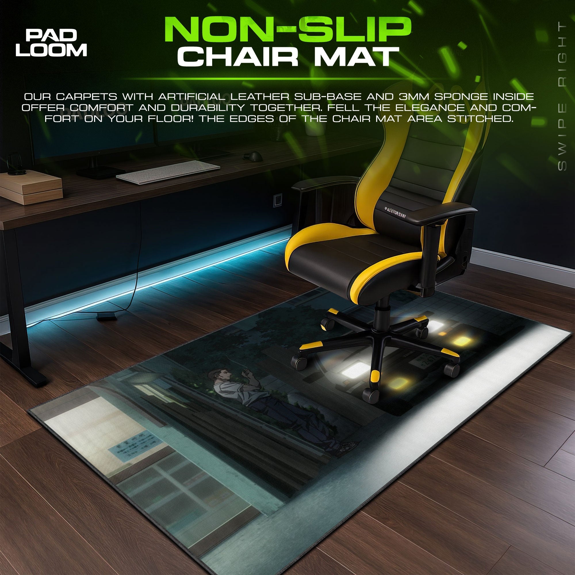 Initial D Mouse Pad - AE86 Night Run Gaming Desk Mat Padloom