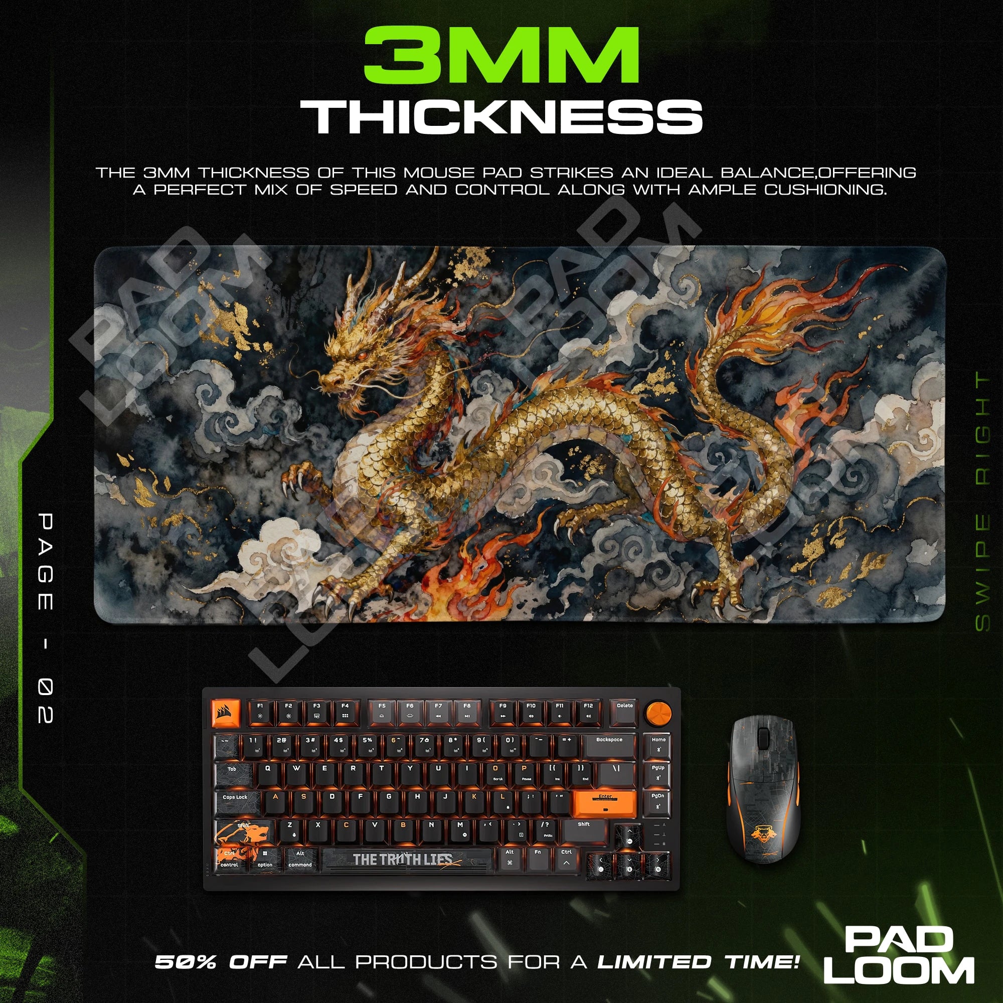 Ink Cloud Dragon Mouse Pad - Chinese Art Desk Mat